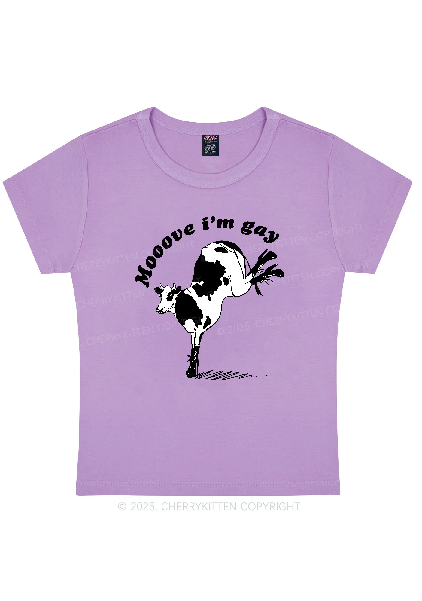 Mooove Im Gay Y2K Baby Tee Cherrykitten - Image 5