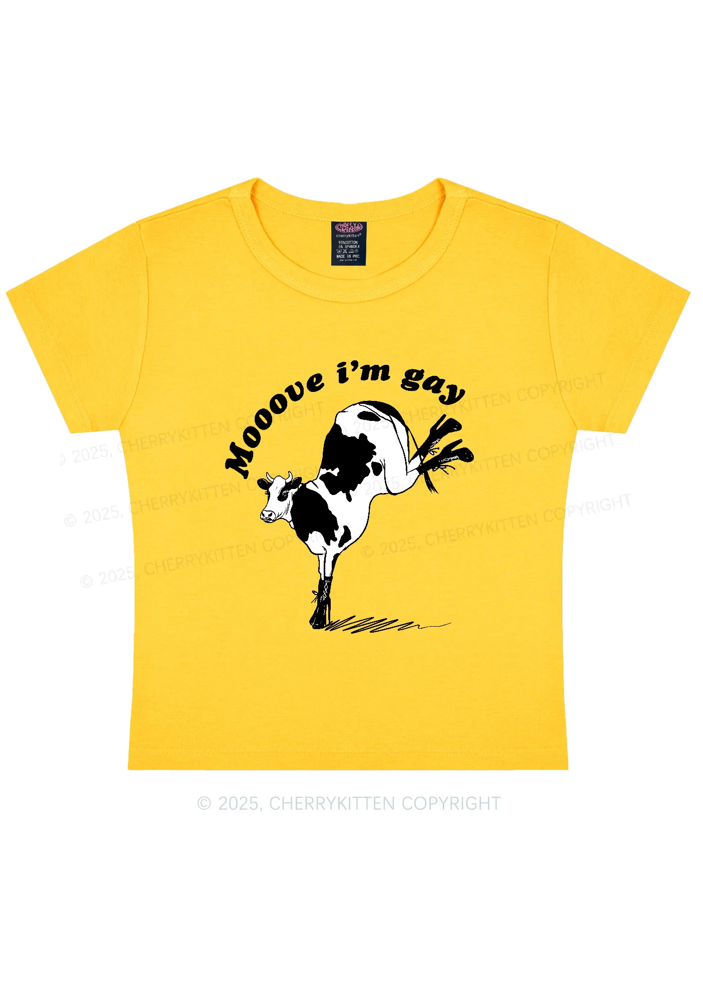 Mooove Im Gay Y2K Baby Tee Cherrykitten - Image 6