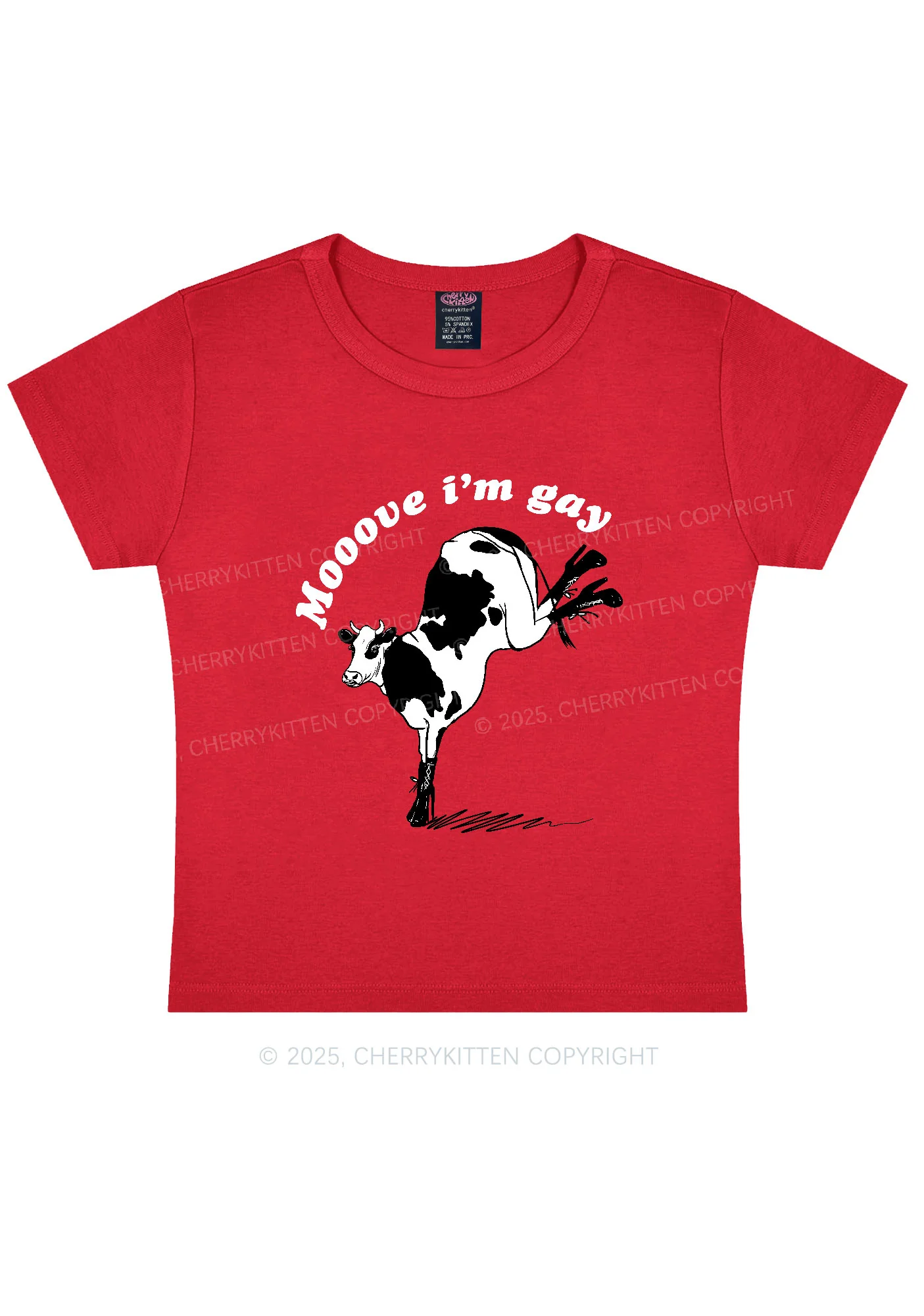 Mooove Im Gay Y2K Baby Tee Cherrykitten - Image 7