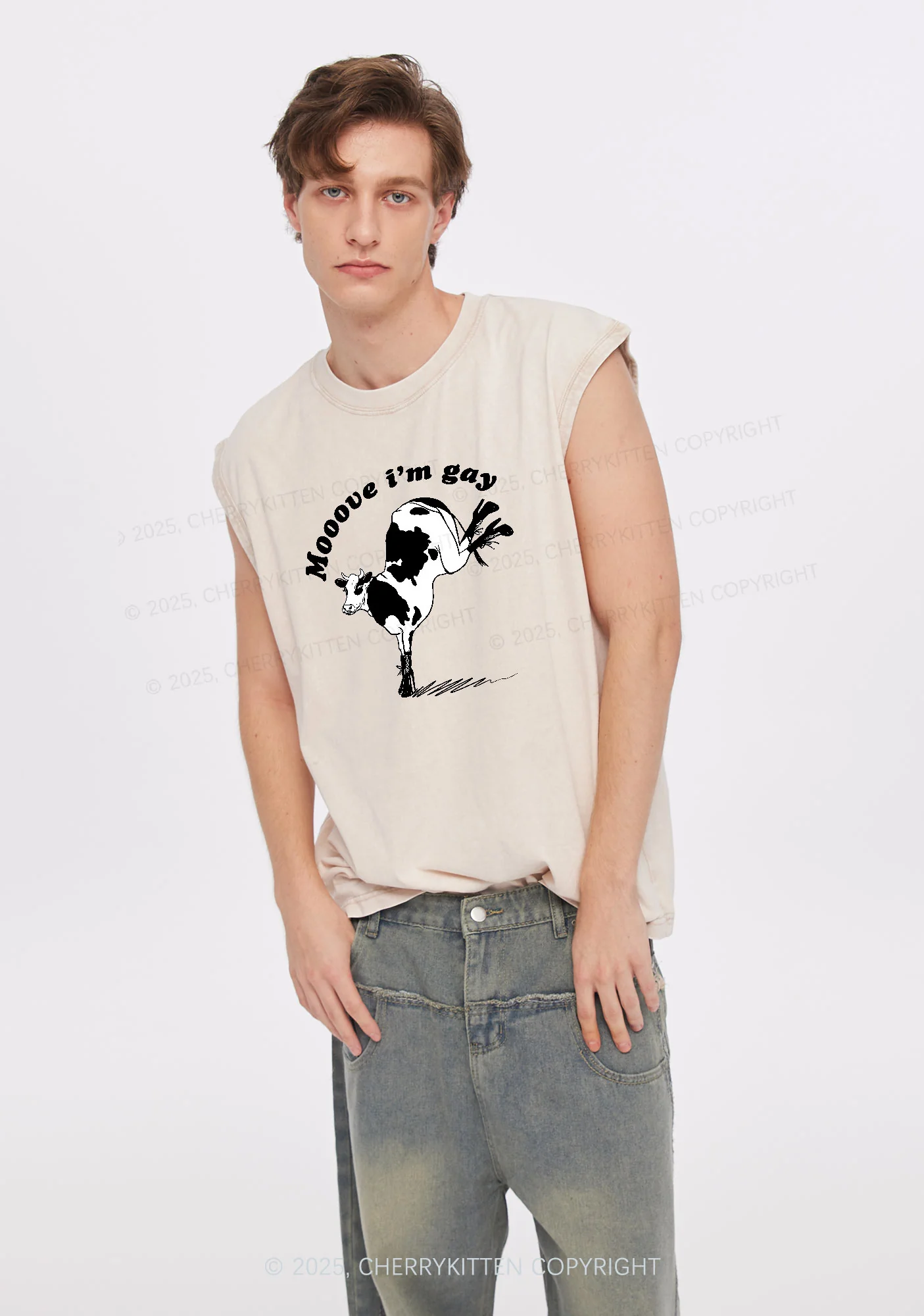 Mooove Im Gay Y2K Washed Tank Cherrykitten - Image 2