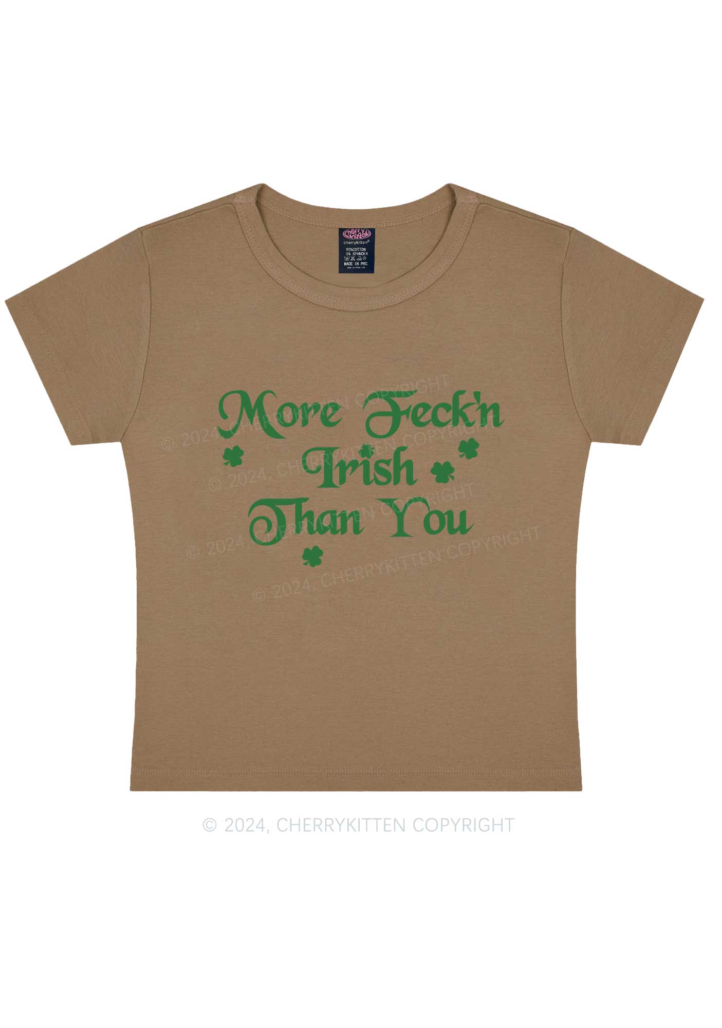 More Feckn Irish Than You St Patricks Y2K Baby Tee Cherrykitten - Image 10