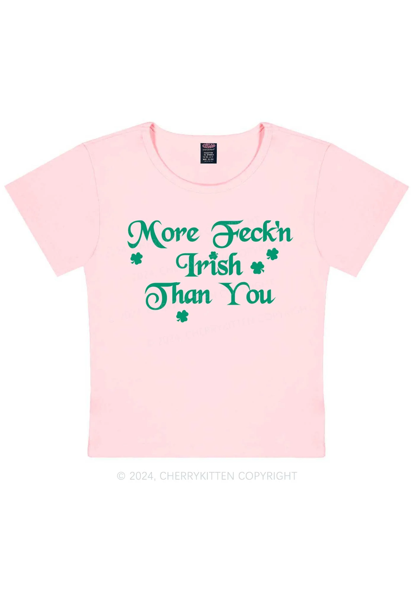 More Feckn Irish Than You St Patricks Y2K Baby Tee Cherrykitten - Image 12