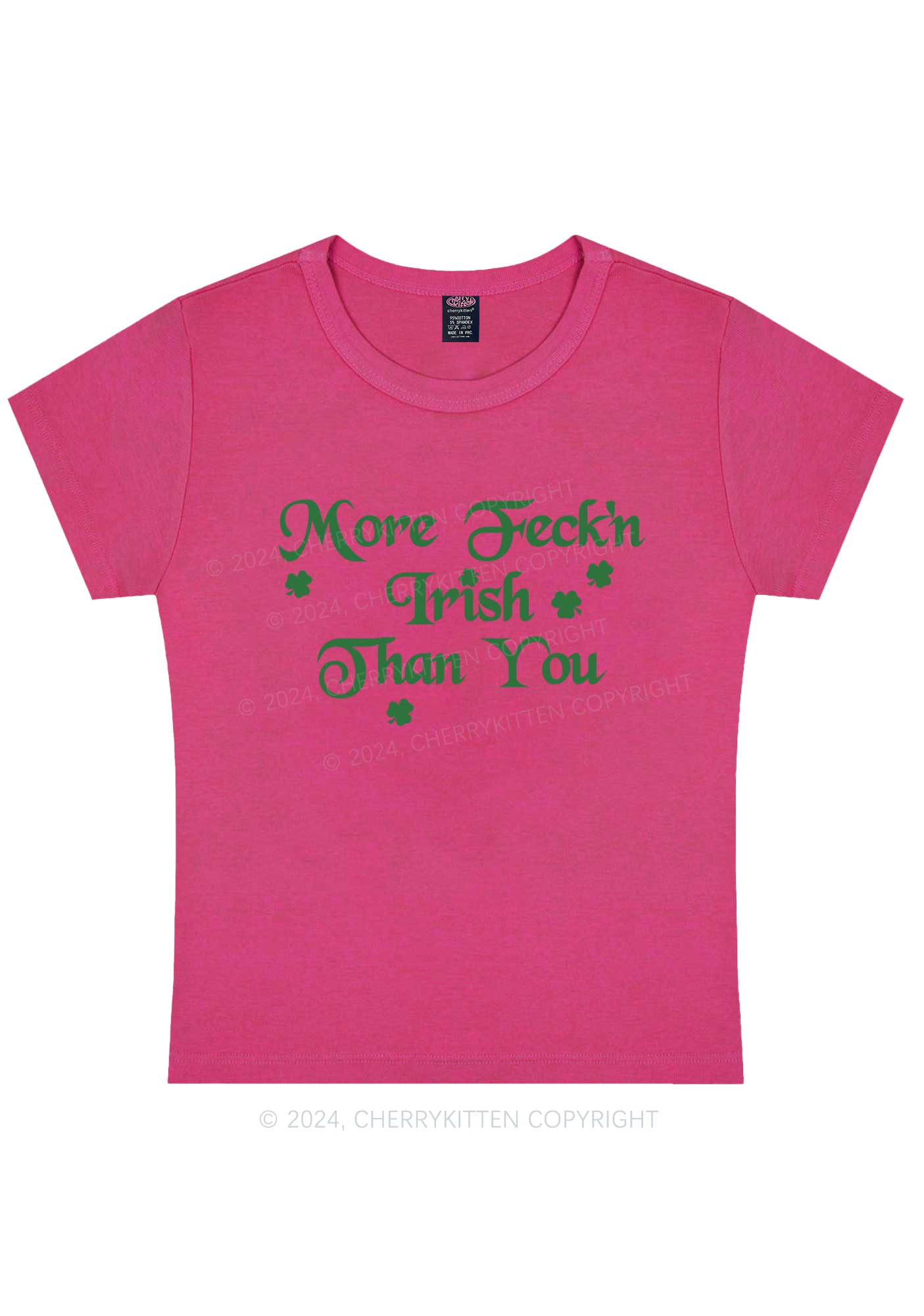 More Feckn Irish Than You St Patricks Y2K Baby Tee Cherrykitten - Image 8
