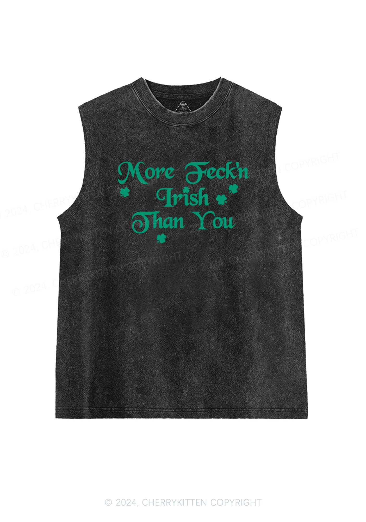More Feckn Irish Than You St Patricks Y2K Washed Tank Cherrykitten - Image 4