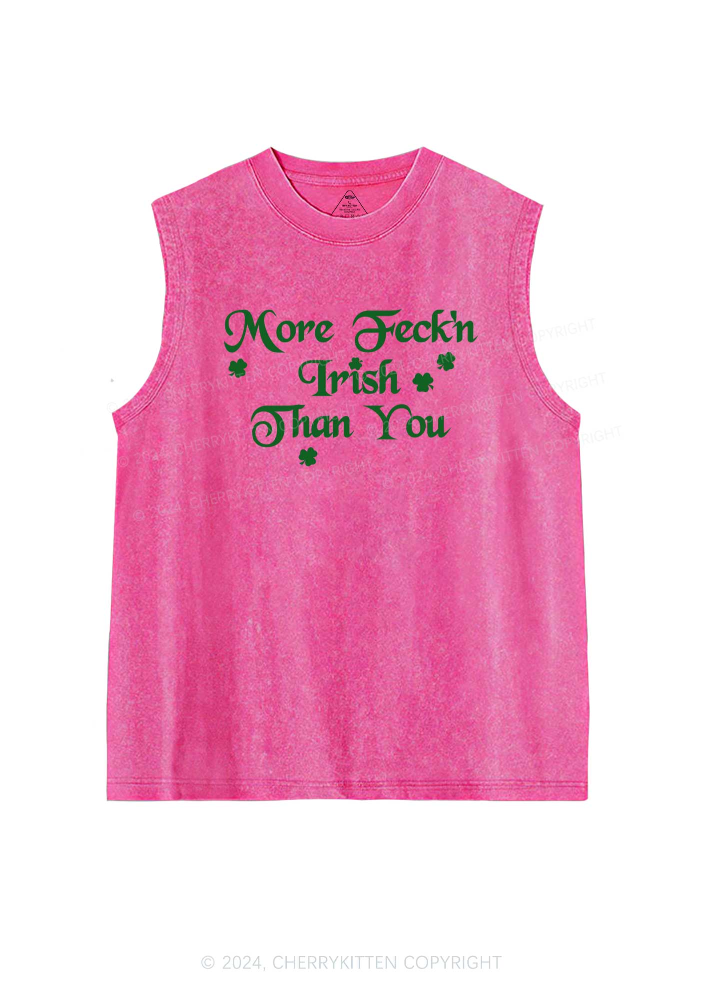 More Feckn Irish Than You St Patricks Y2K Washed Tank Cherrykitten - Image 5
