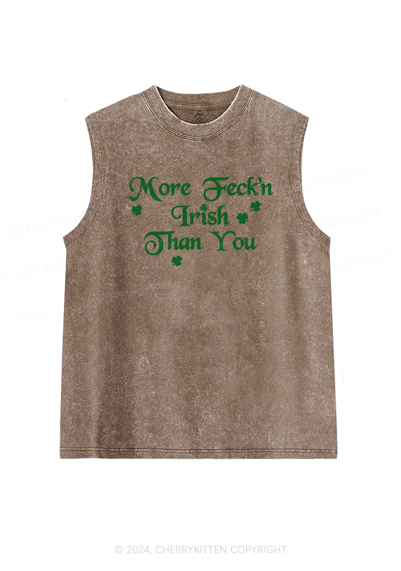 More Feckn Irish Than You St Patricks Y2K Washed Tank Cherrykitten - Image 6