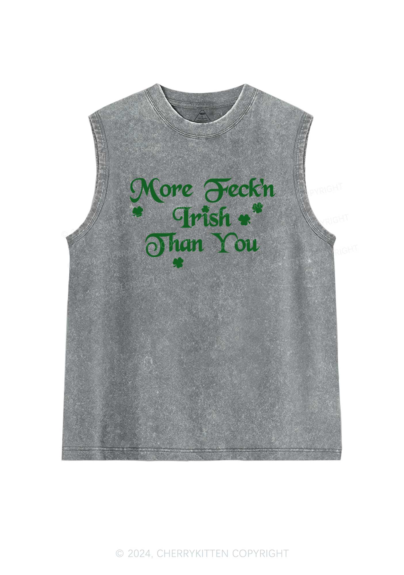 More Feckn Irish Than You St Patricks Y2K Washed Tank Cherrykitten - Image 7