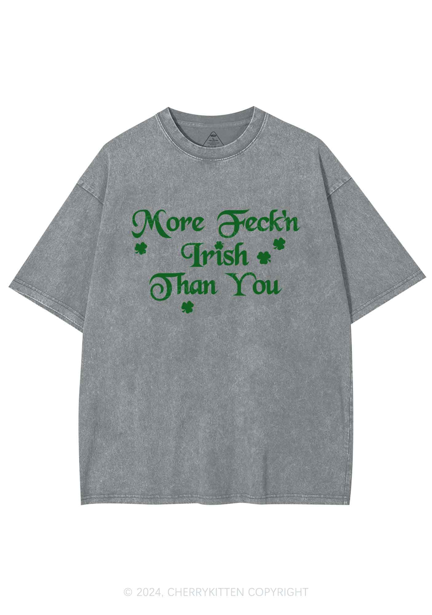 More Feckn Irish Than You St Patricks Y2K Washed Tee Cherrykitten - Image 10