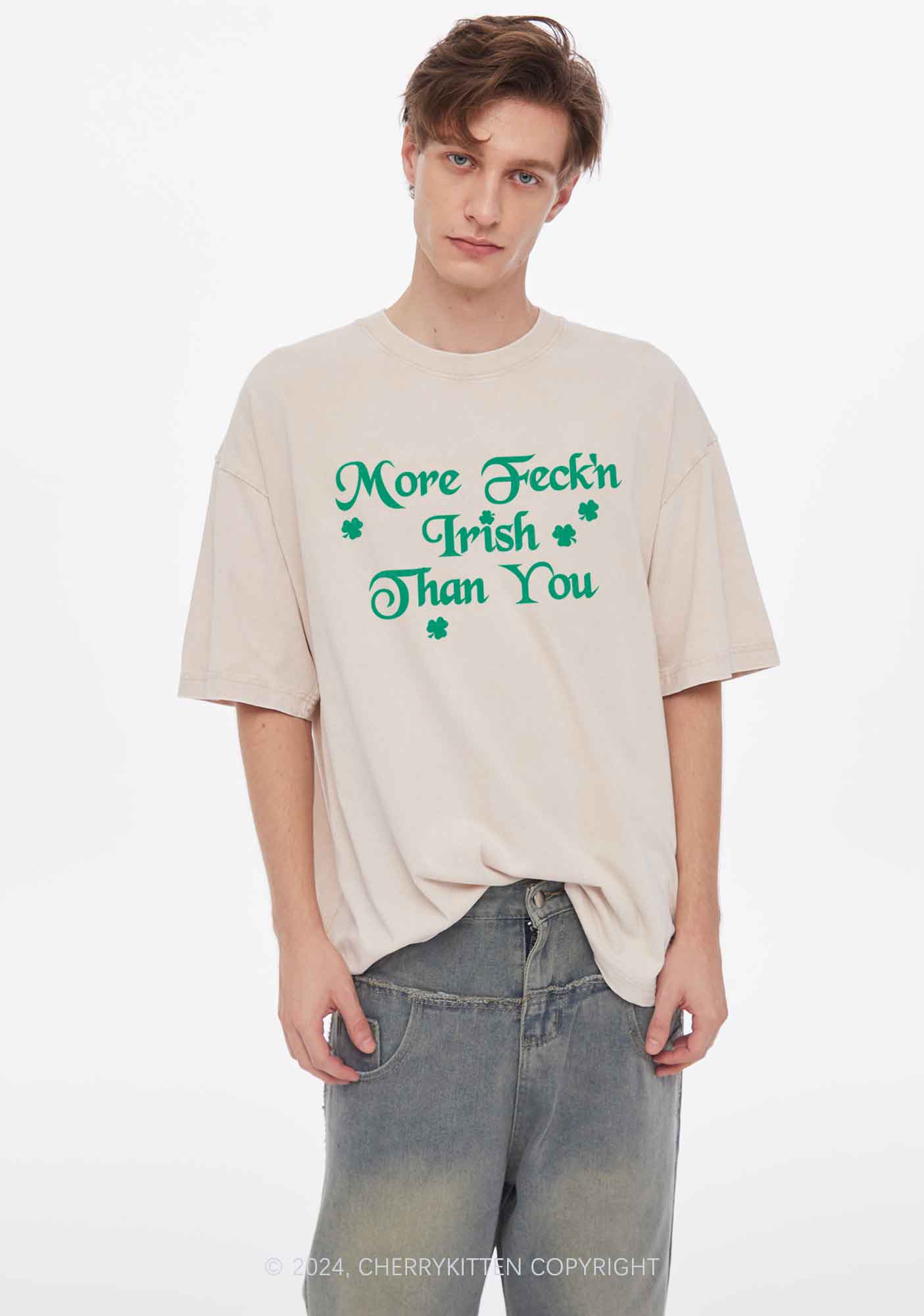 More Feckn Irish Than You St Patricks Y2K Washed Tee Cherrykitten - Image 3