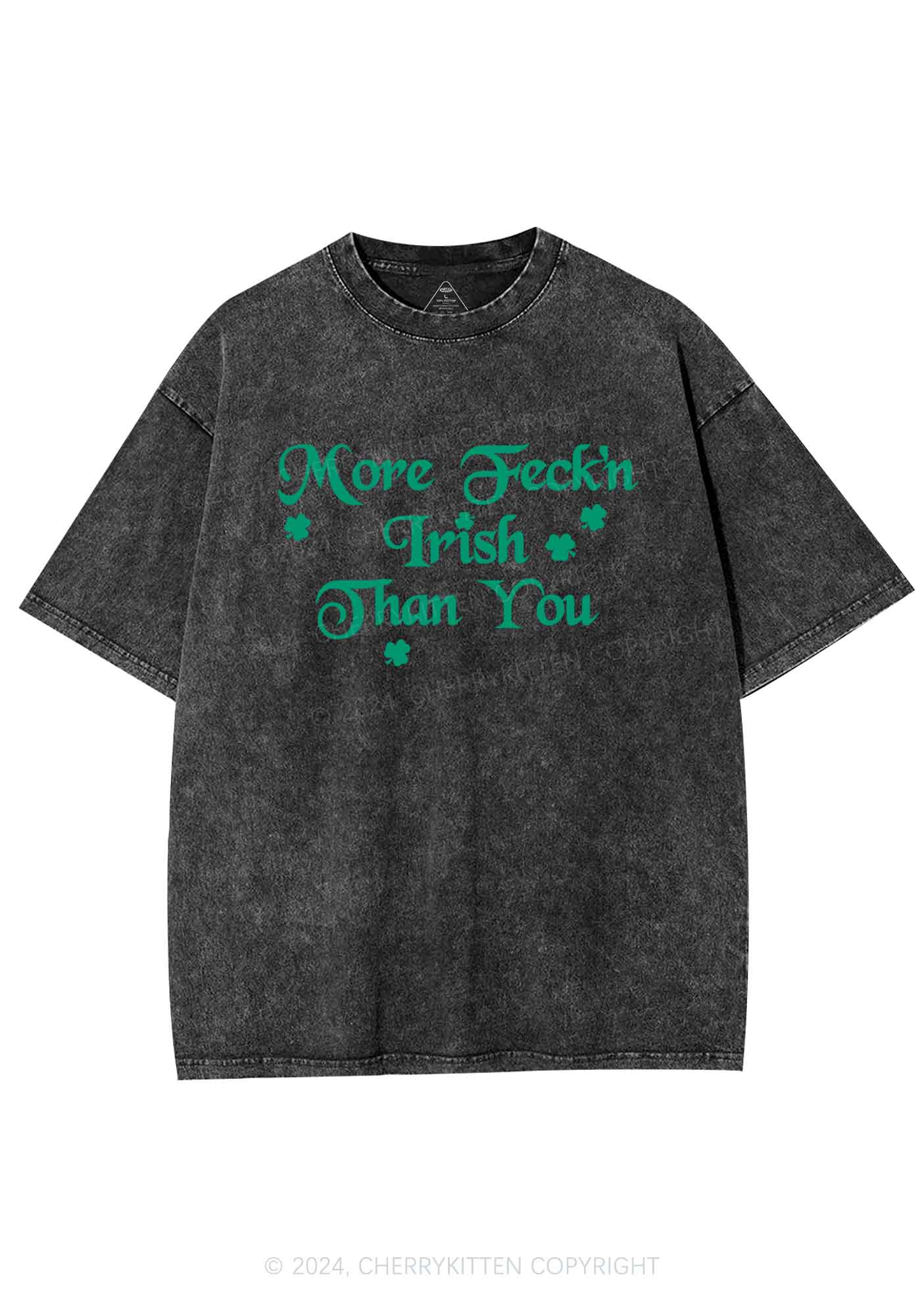 More Feckn Irish Than You St Patricks Y2K Washed Tee Cherrykitten - Image 6