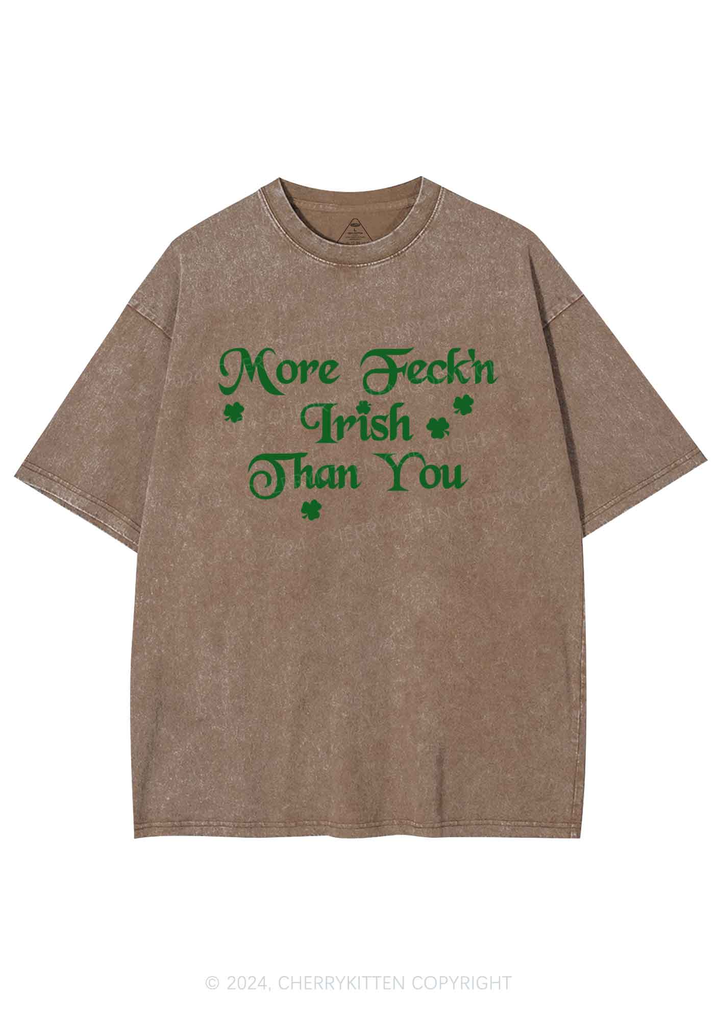 More Feckn Irish Than You St Patricks Y2K Washed Tee Cherrykitten - Image 9