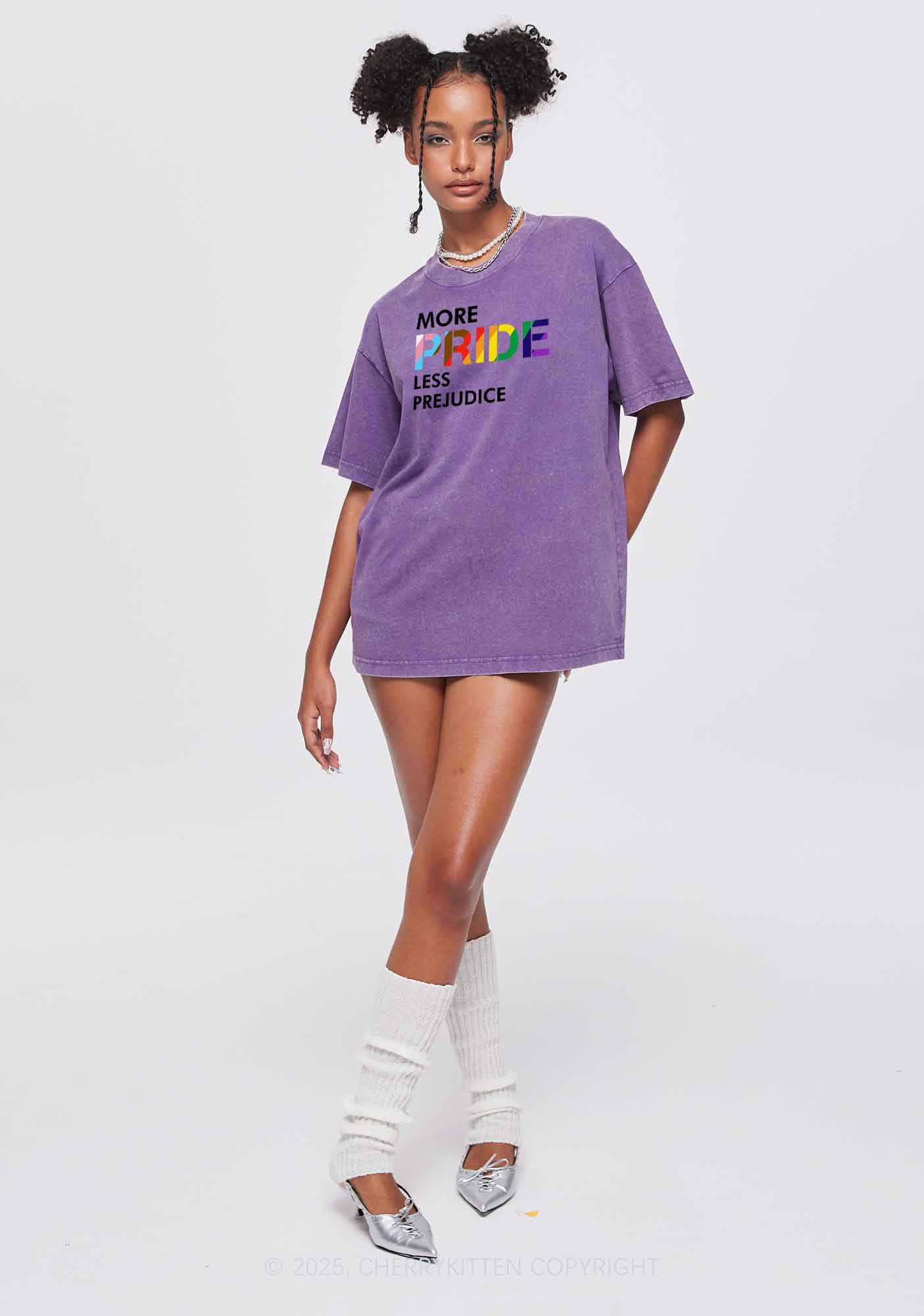More Pride Less Prejudice Y2K Shirts Washed Tee Cherrykitten - Image 2