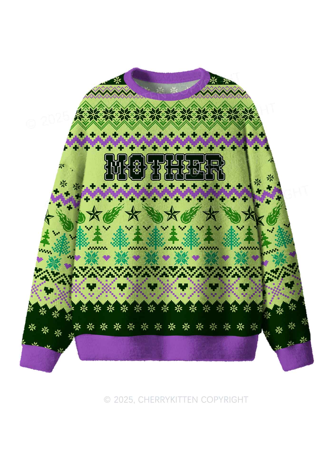 Motherfxcker Two Sides Y2K Christmas Knit Sweatshirt Cherrykitten - Image 2