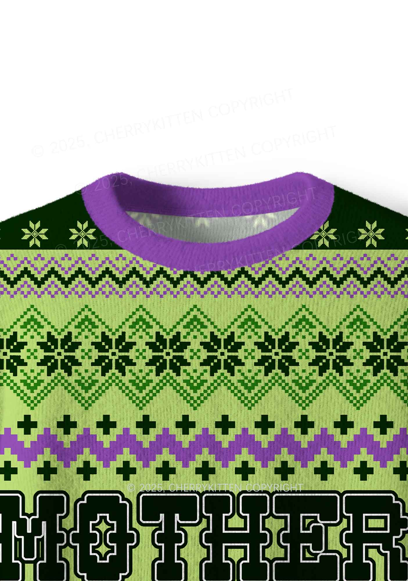 Motherfxcker Two Sides Y2K Christmas Knit Sweatshirt Cherrykitten - Image 5