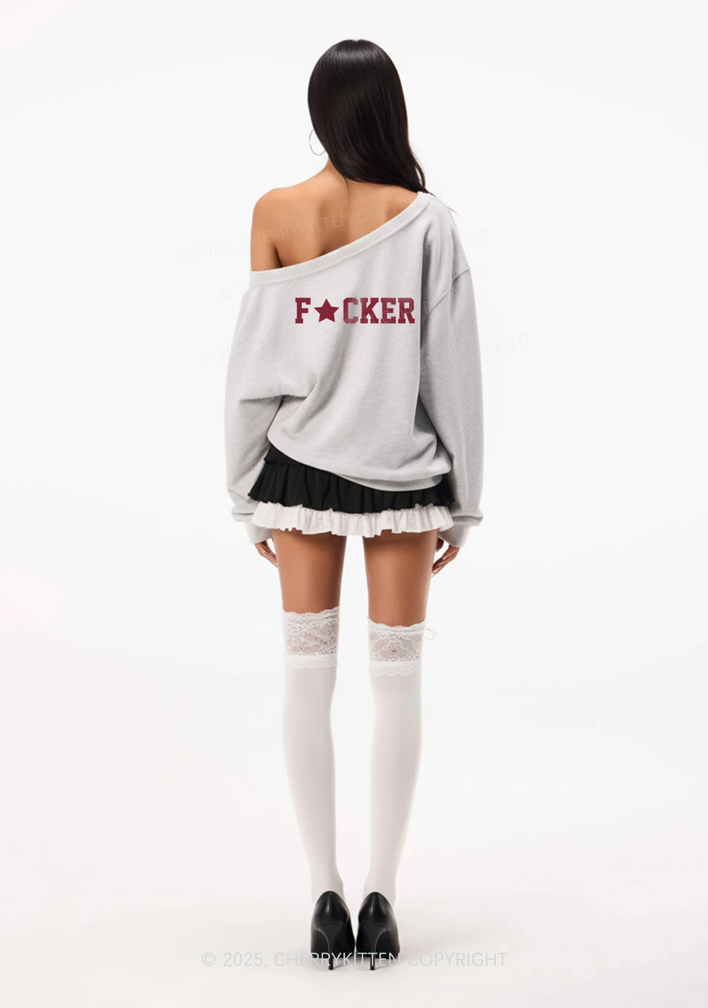 Motherfxcker Two Sides Y2K Off Shoulder Sweatshirts Cherrykitten - Image 3