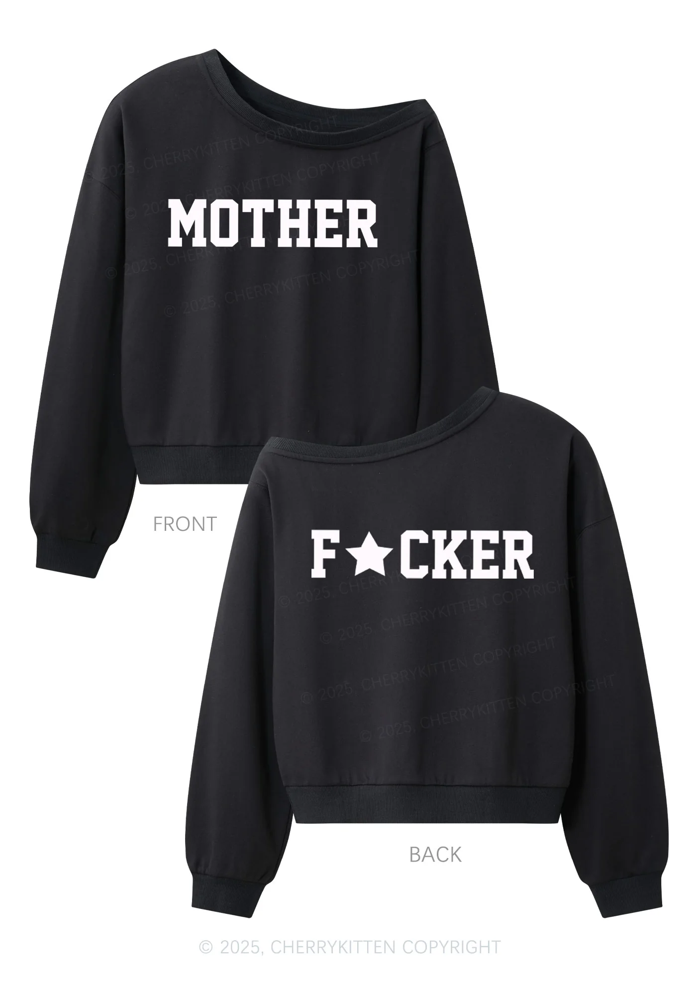 Motherfxcker Two Sides Y2K Off Shoulder Sweatshirts Cherrykitten - Image 5