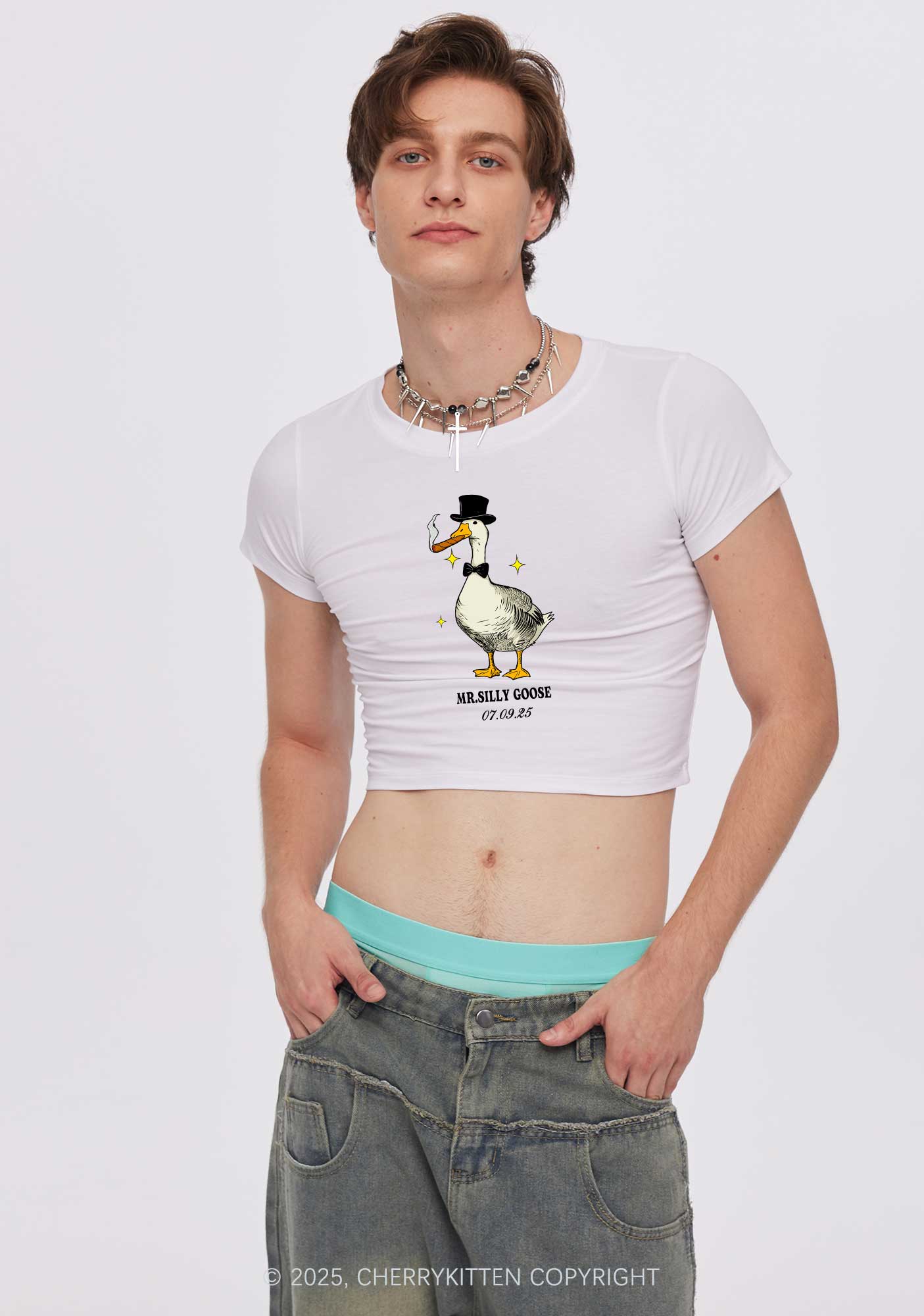 Mr Silly Goose Y2K Valentine's Day Baby Tee Cherrykitten - Image 2