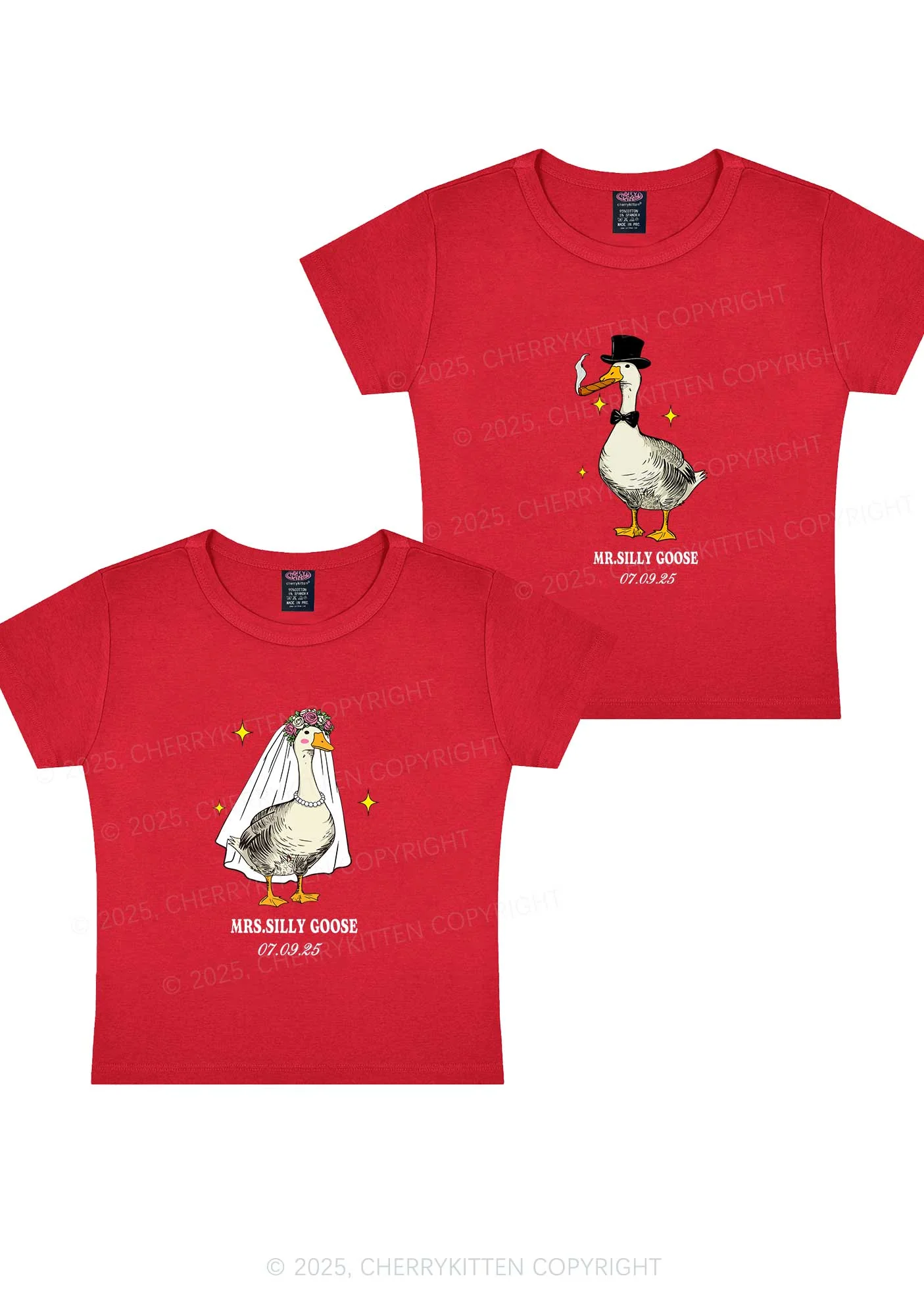 Mr Silly Goose Y2K Valentine's Day Baby Tee Cherrykitten - Image 5