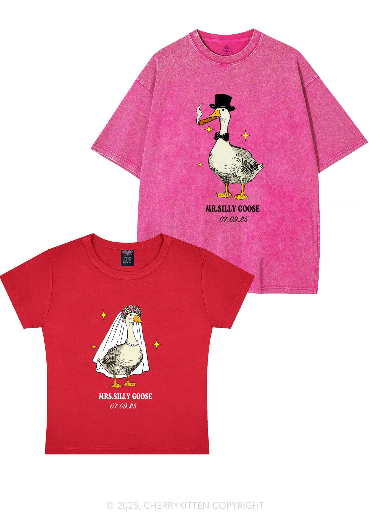 Mr Silly Goose Y2K Valentine's Day Couple Shirt Cherrykitten - Image 5