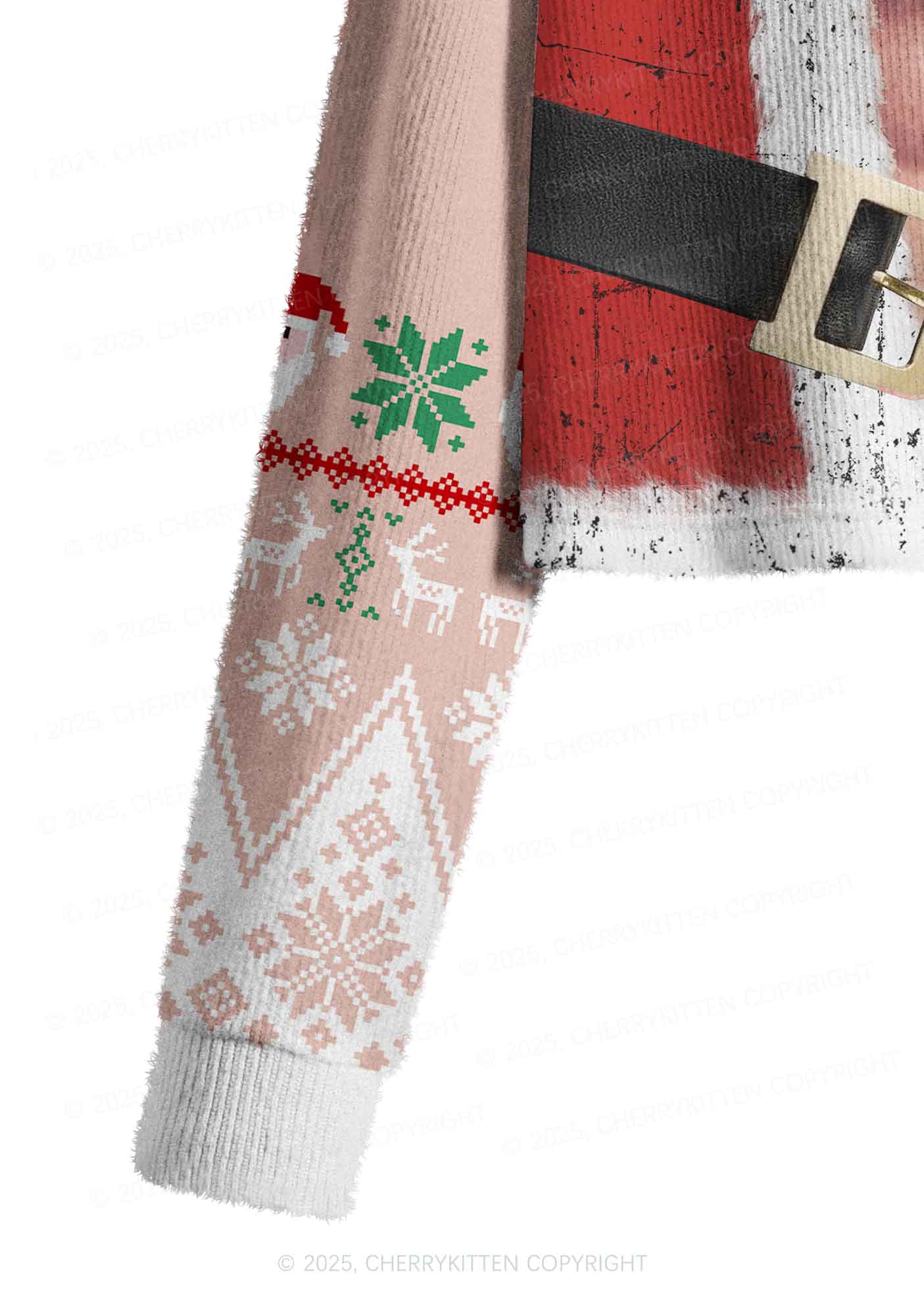 Muscle Santa Y2K Christmas Crop Knit Sweatshirt Cherrykitten - Image 5