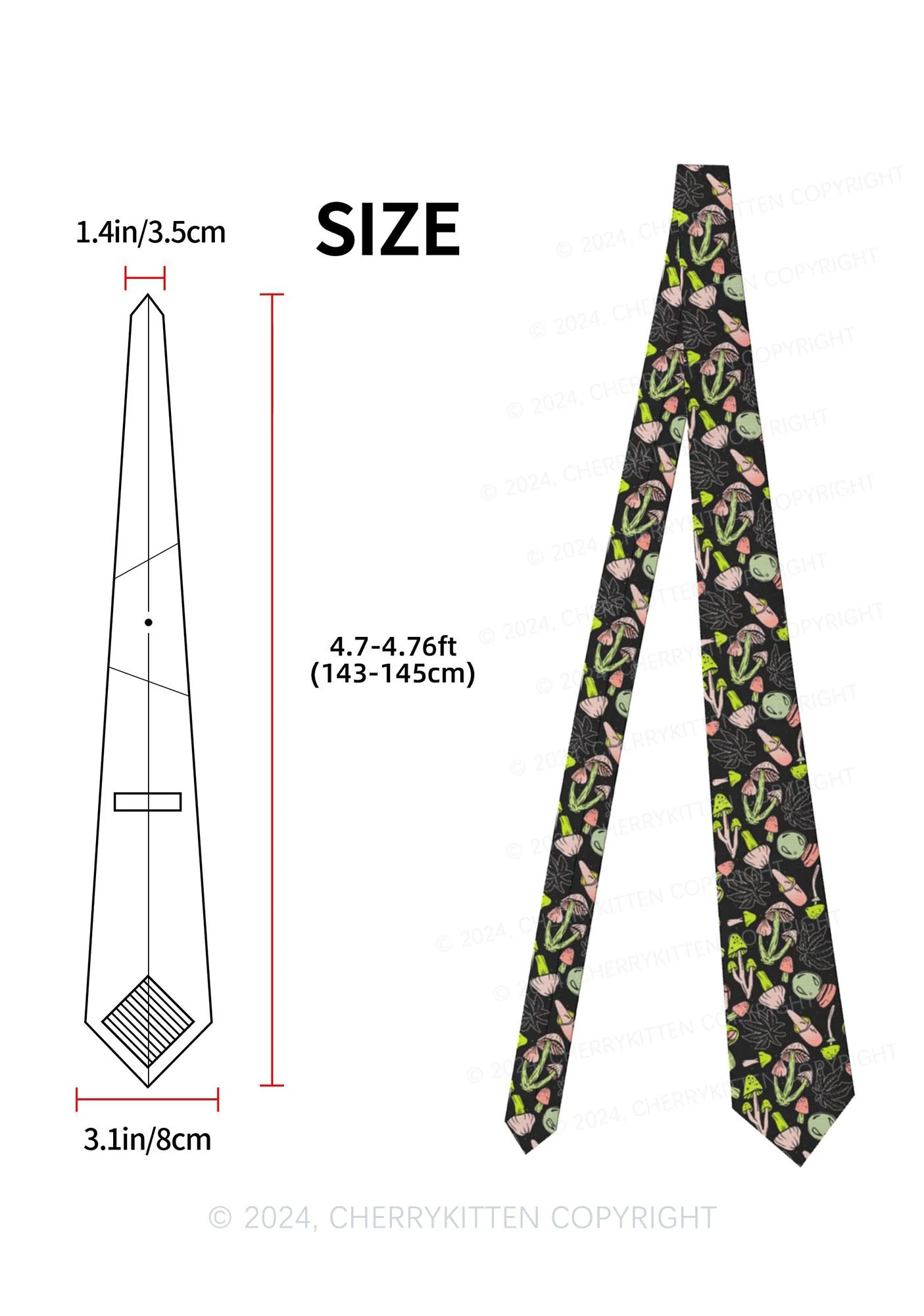 Mushroom Wxxd Y2K Necktie Cherrykitten - Image 2