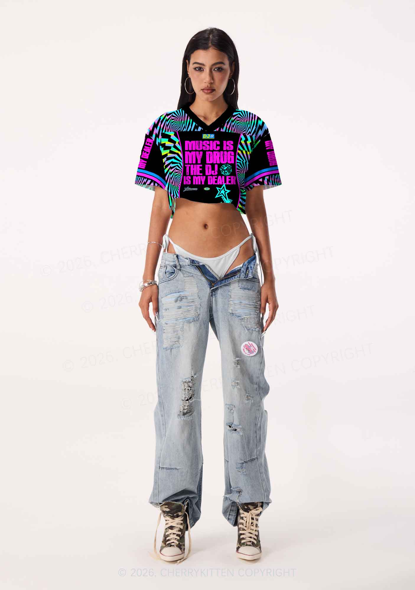 Music Is My Drxg Y2K Crop Sport Jersey Shirts Cherrykitten - Image 2