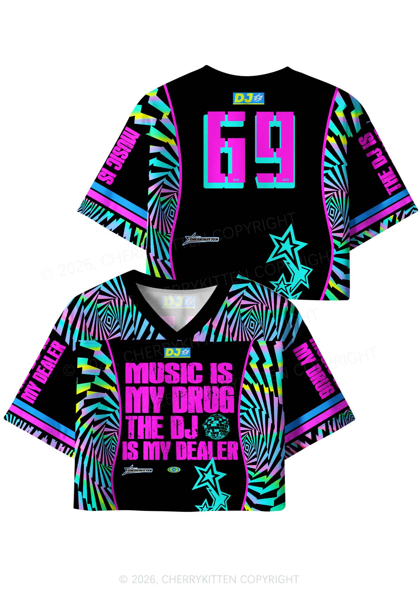 Music Is My Drxg Y2K Crop Sport Jersey Shirts Cherrykitten - Image 5