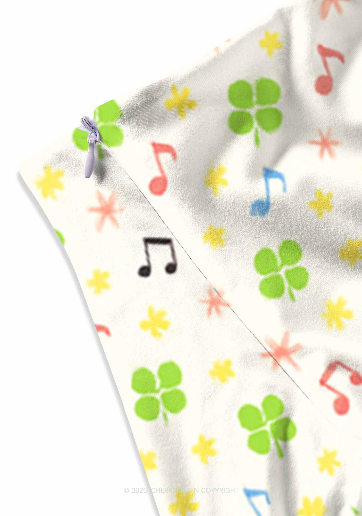 Music Notes Clover Stars St Patricks Y2K Print Mini Skirt Cherrykitten - Image 3