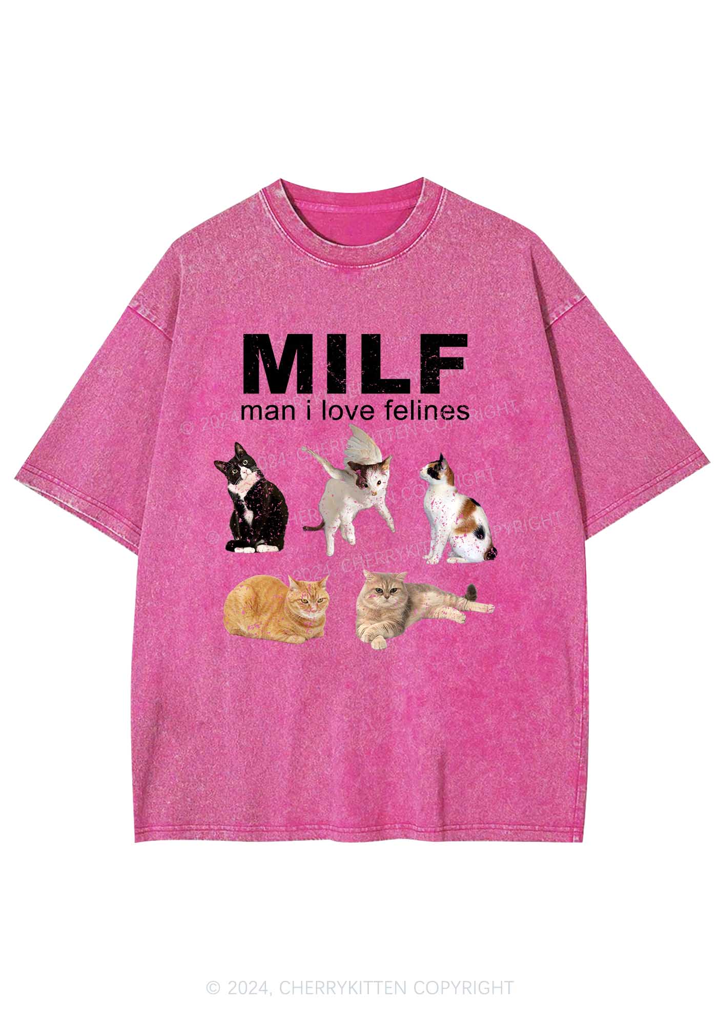 Mxxf Felines Y2K Washed Tee Cherrykitten - Image 4