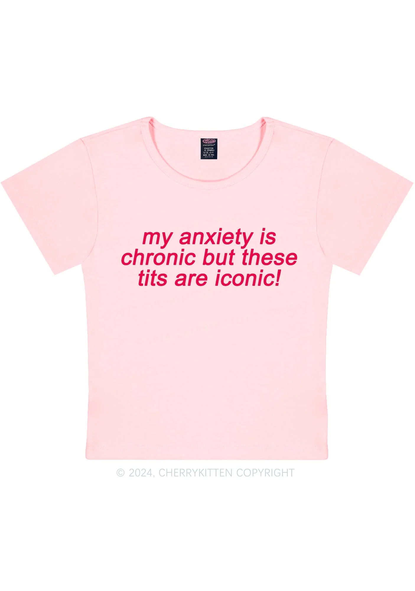 My Anxiety Is Chronic Y2K Baby Tee Cherrykitten - Image 10