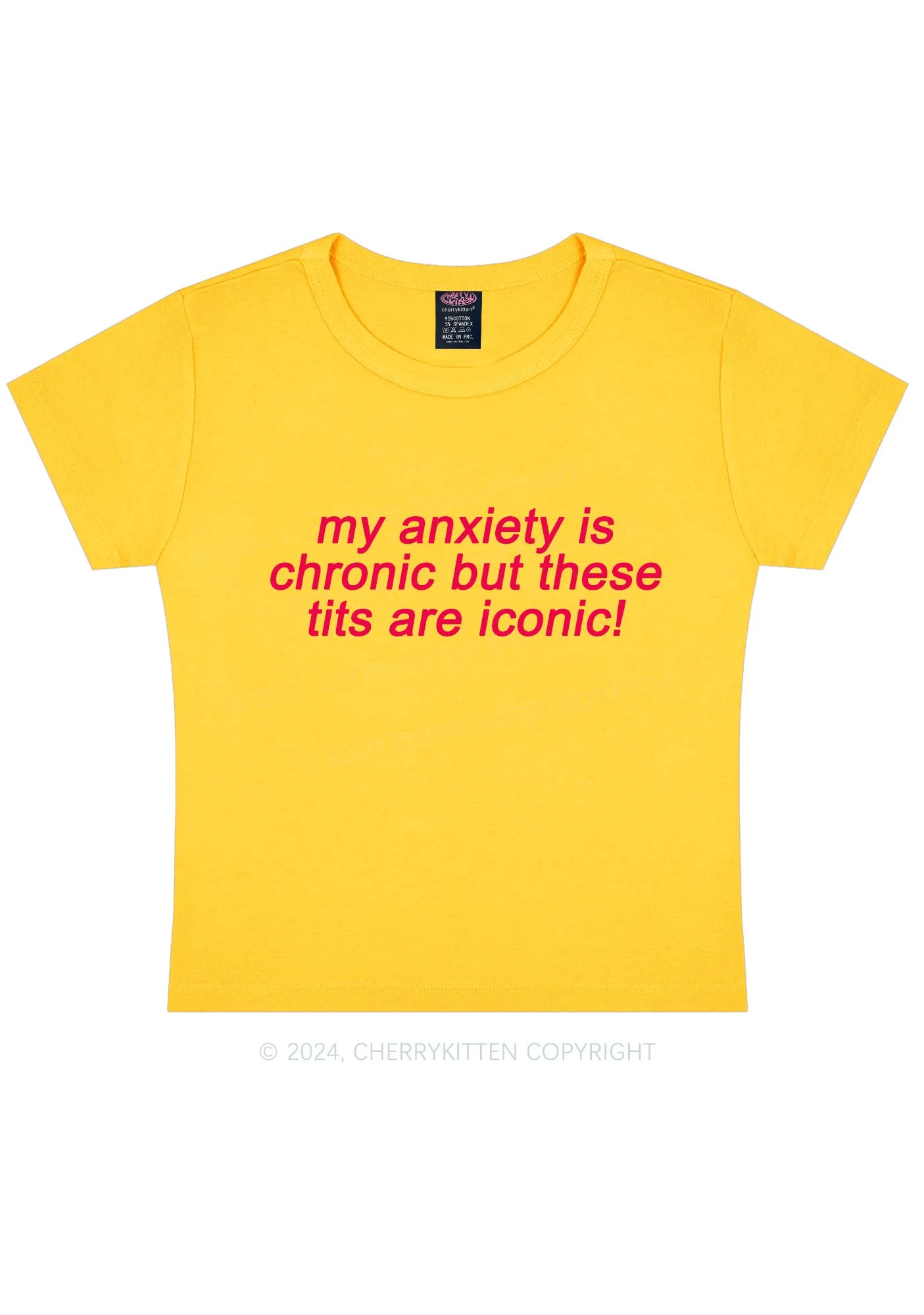 My Anxiety Is Chronic Y2K Baby Tee Cherrykitten - Image 5
