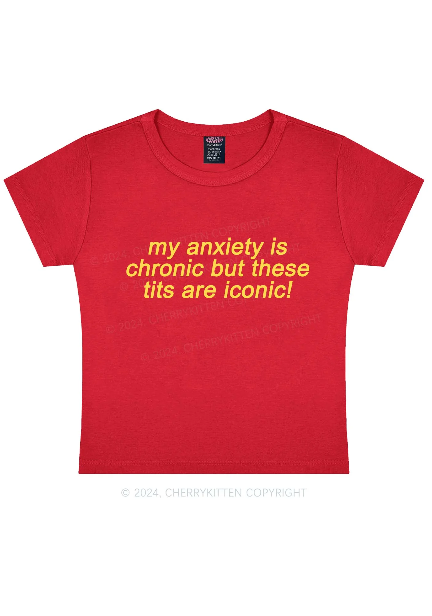 My Anxiety Is Chronic Y2K Baby Tee Cherrykitten - Image 6
