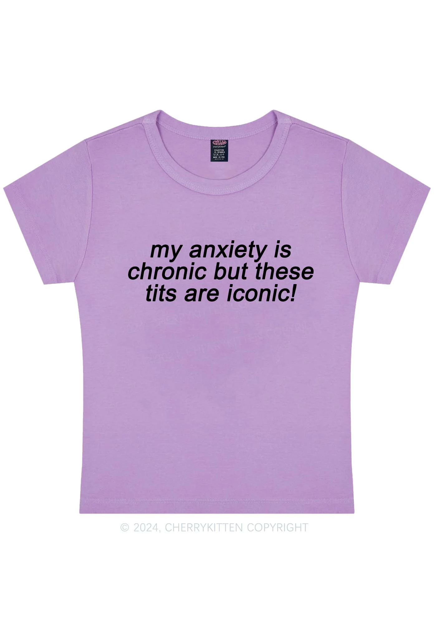 My Anxiety Is Chronic Y2K Baby Tee Cherrykitten - Image 7