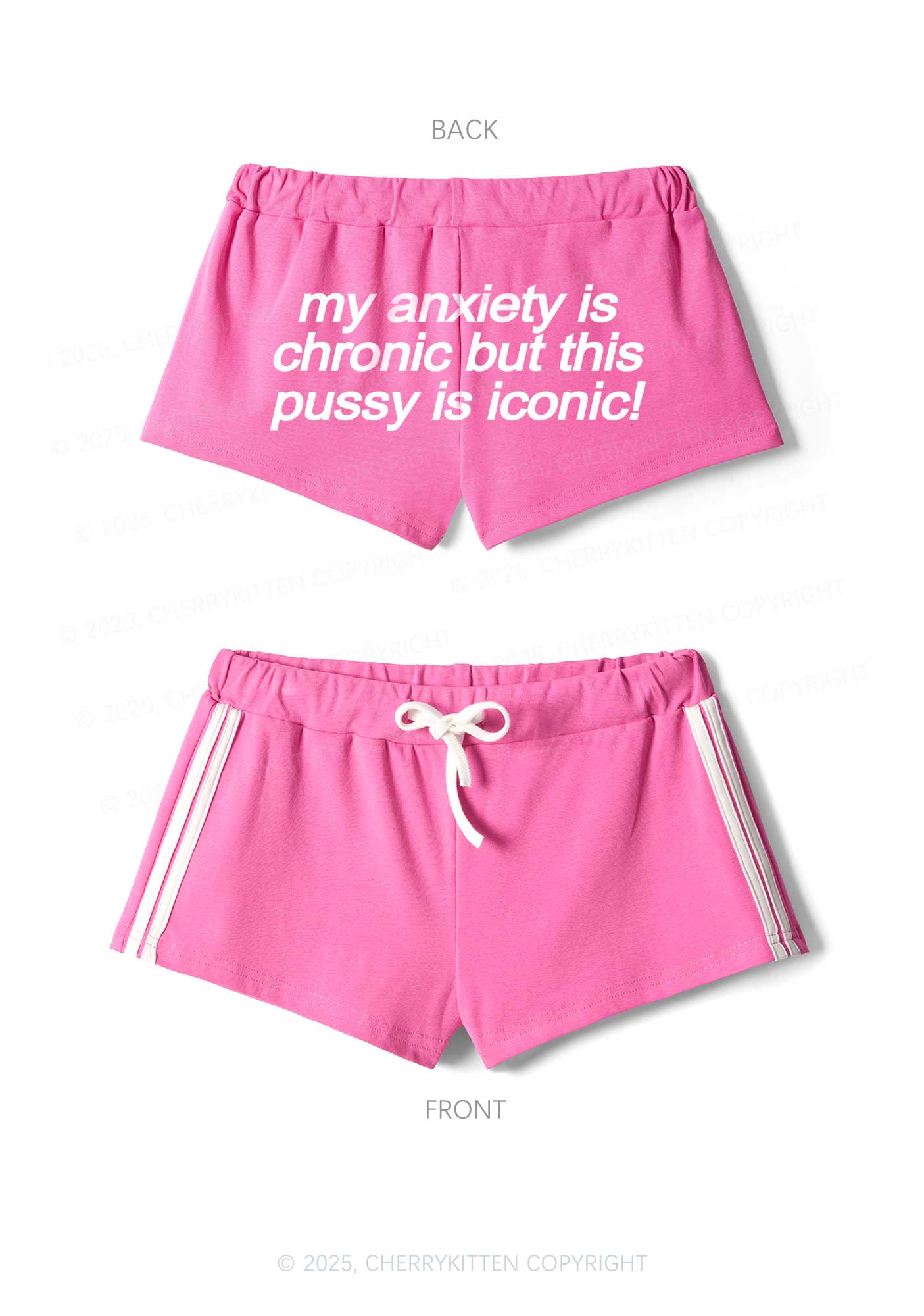 My Anxiety Is Chronic Y2K Drawstring Mini Shorts Cherrykitten - Image 4