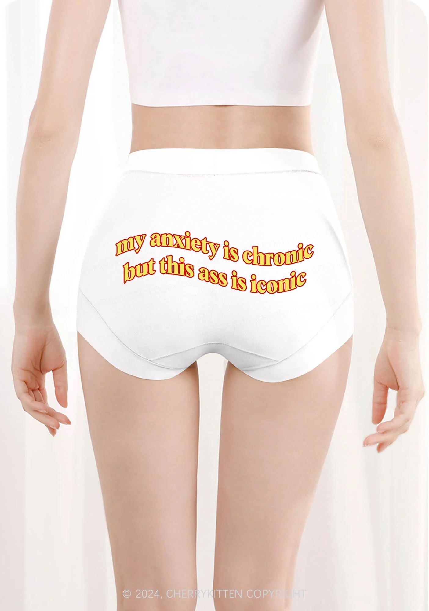 My Anxiety Is Chronic Y2K Mid Rise Waist Boyshort Cherrykitten - Image 3
