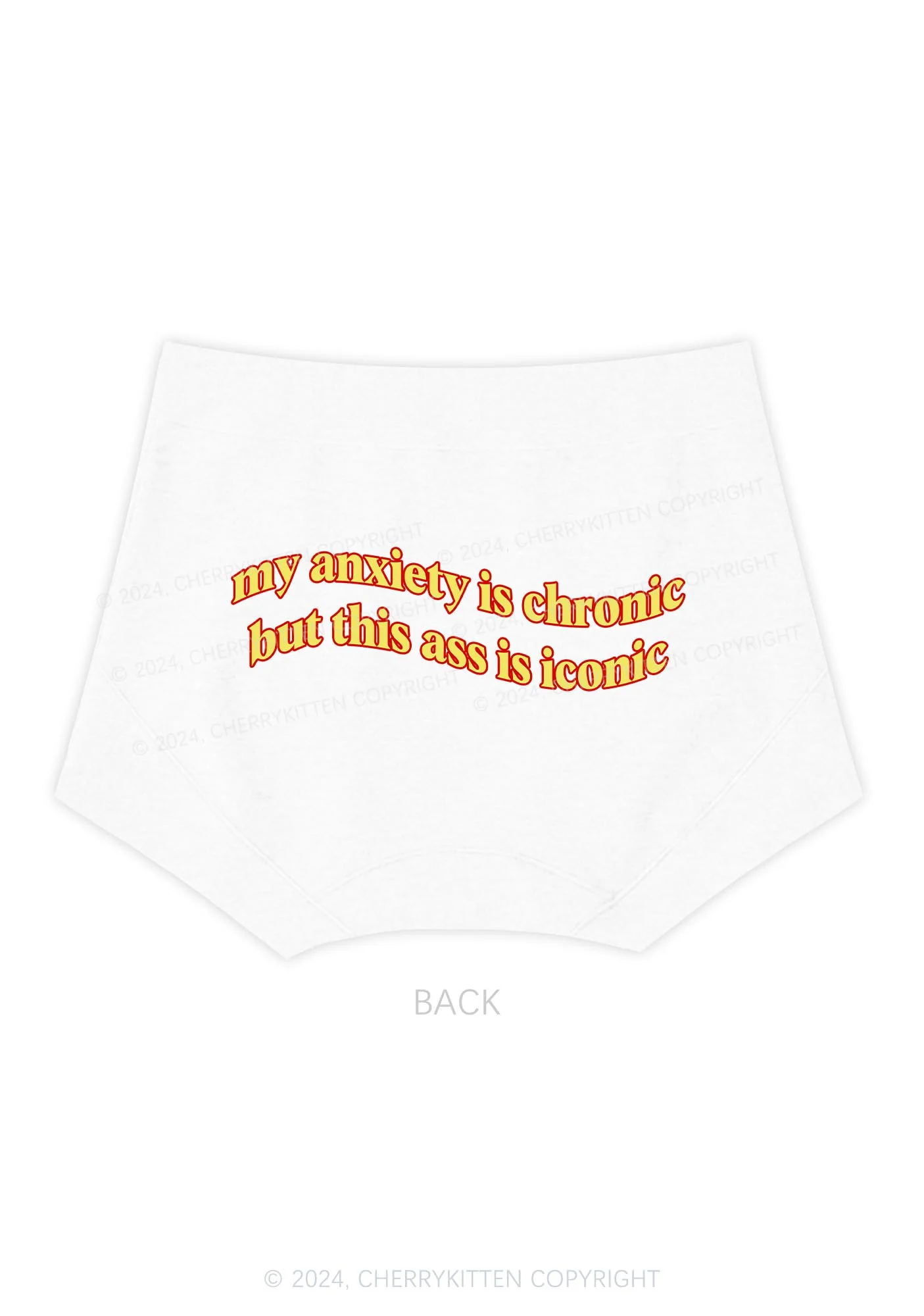 My Anxiety Is Chronic Y2K Mid Rise Waist Boyshort Cherrykitten - Image 4