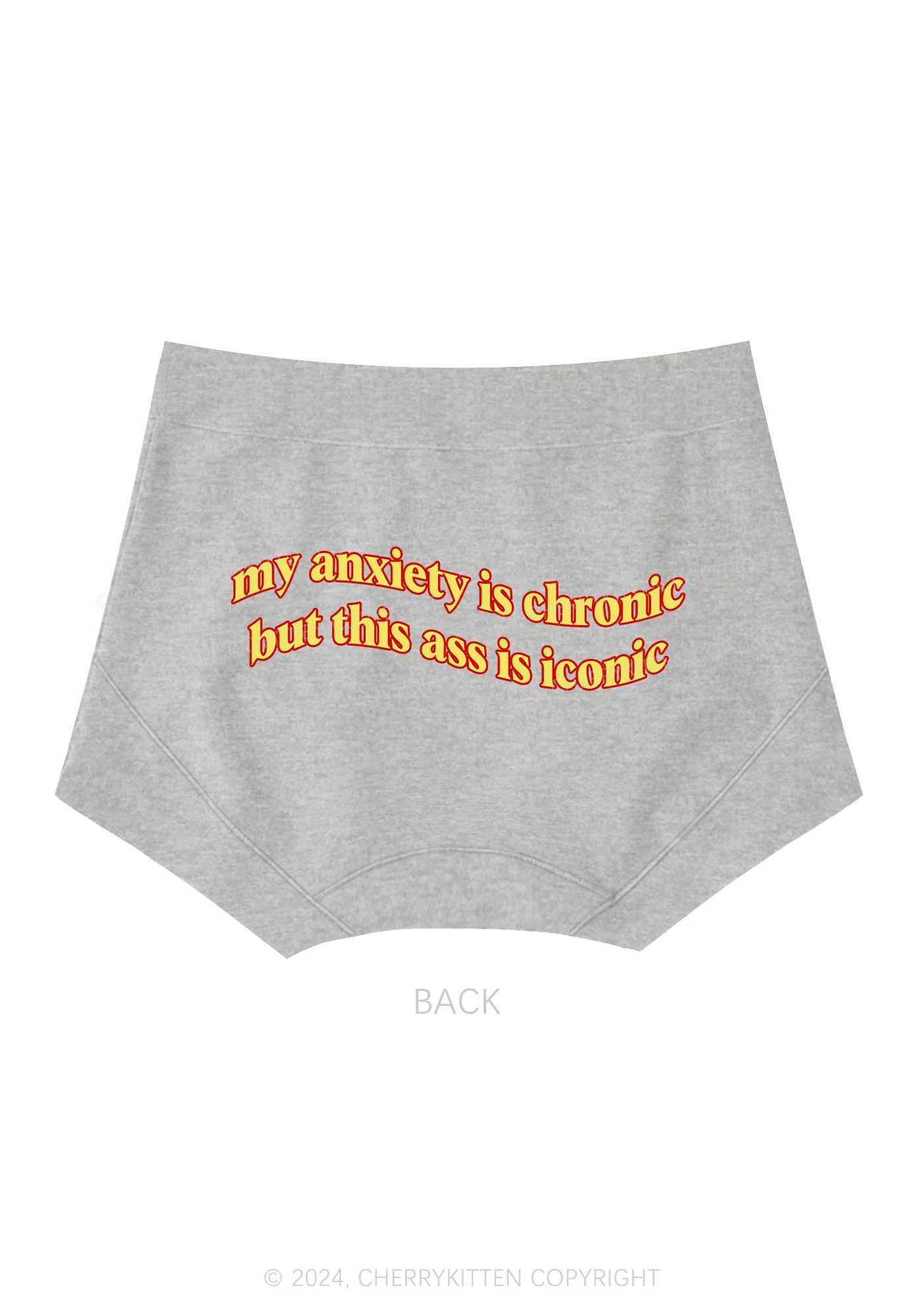 My Anxiety Is Chronic Y2K Mid Rise Waist Boyshort Cherrykitten - Image 5