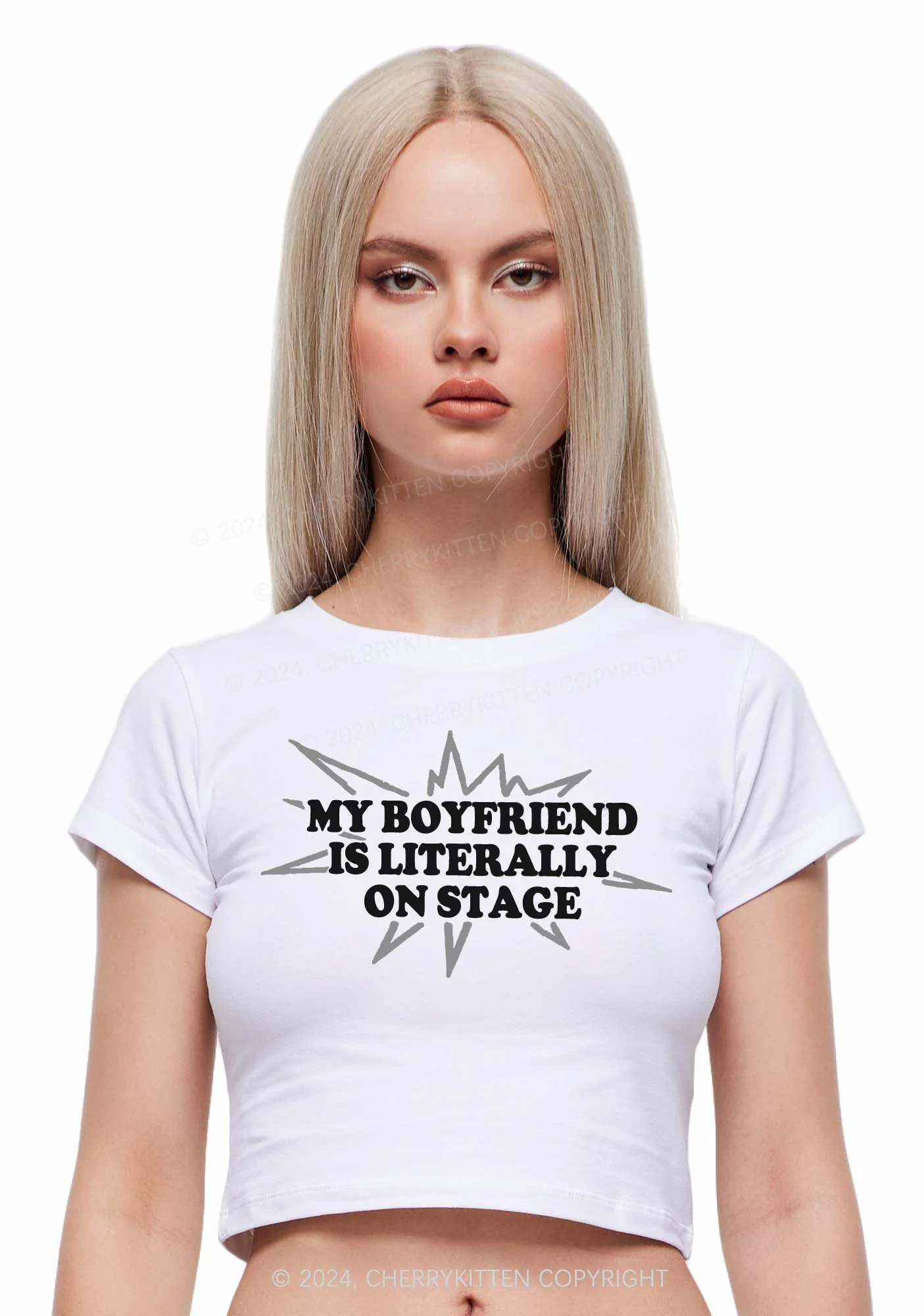 My Boyfriend On Stage Y2K Baby Tee Cherrykitten - Image 2