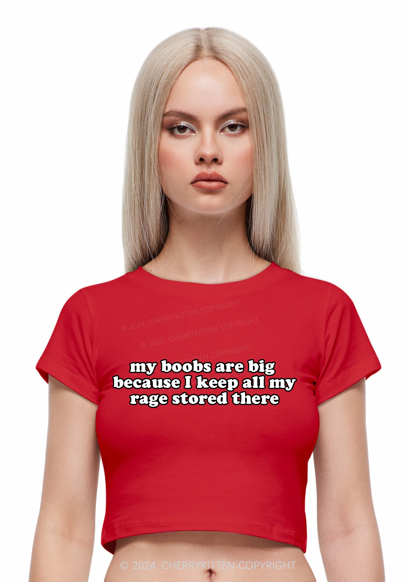 My Bxxbs Are Big Y2K Baby Tee Cherrykitten - Image 2