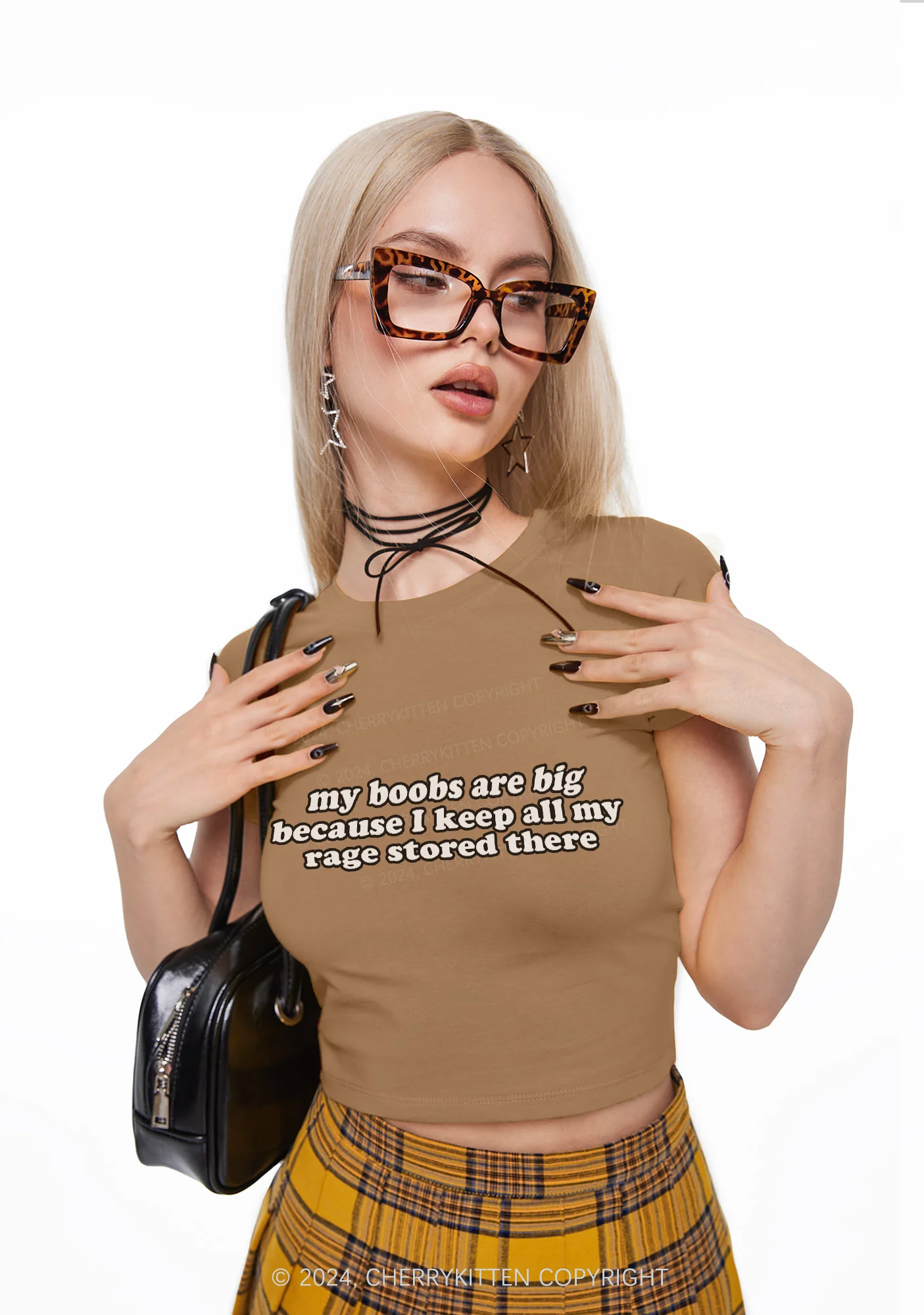 My Bxxbs Are Big Y2K Baby Tee Cherrykitten - Image 3