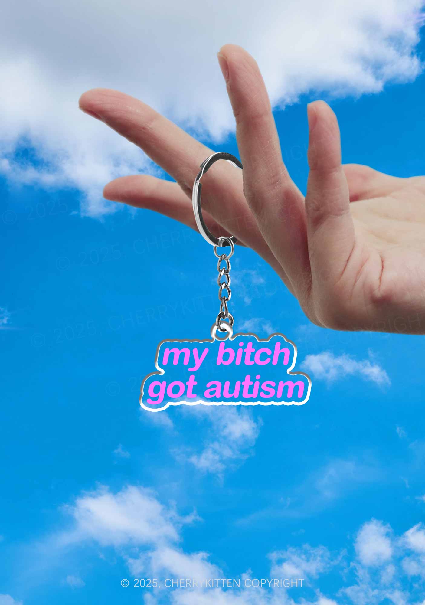 My Bxxch Got Autism 1Pc Y2K Keychain Cherrykitten - Image 2