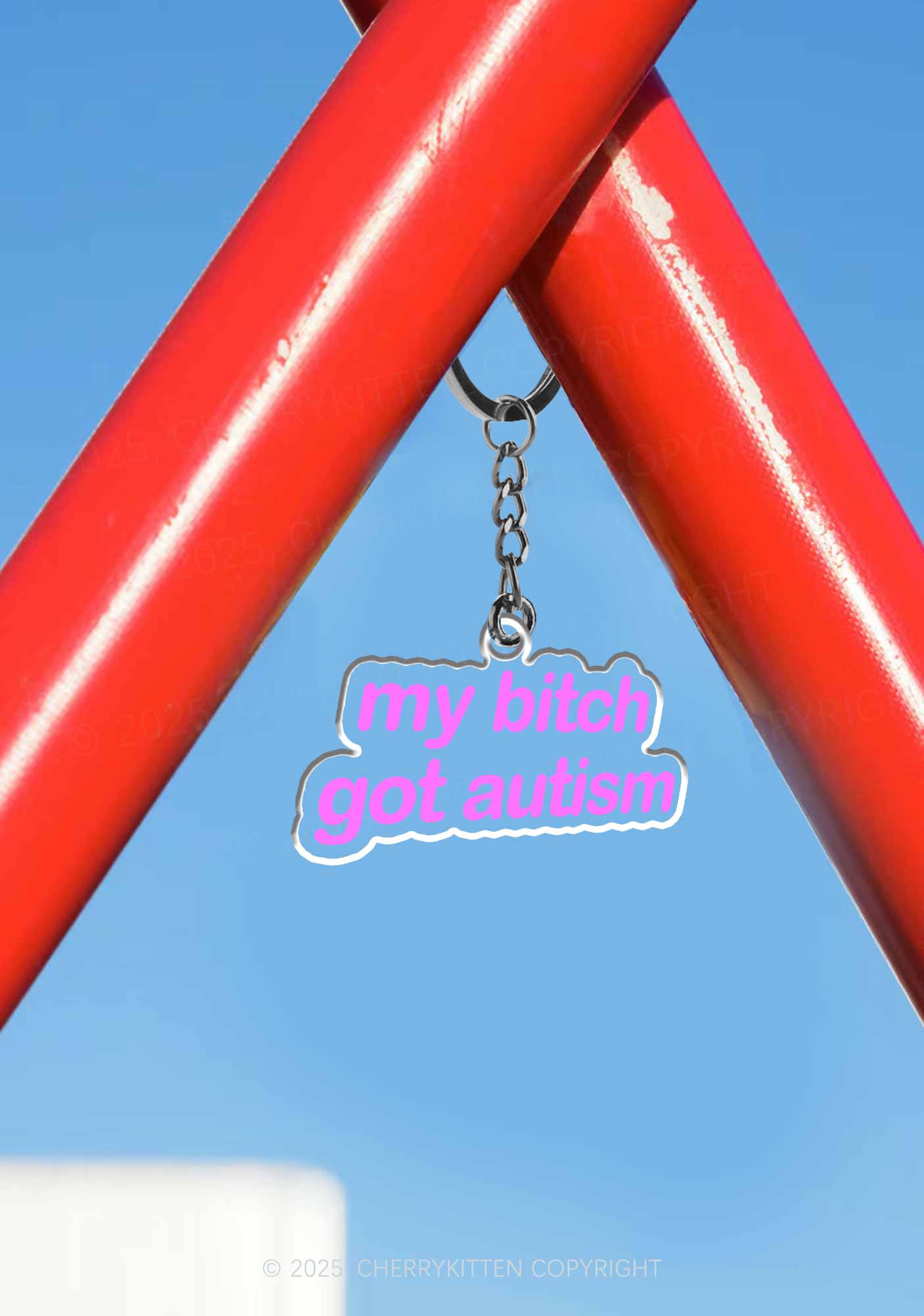 My Bxxch Got Autism 1Pc Y2K Keychain Cherrykitten - Image 3