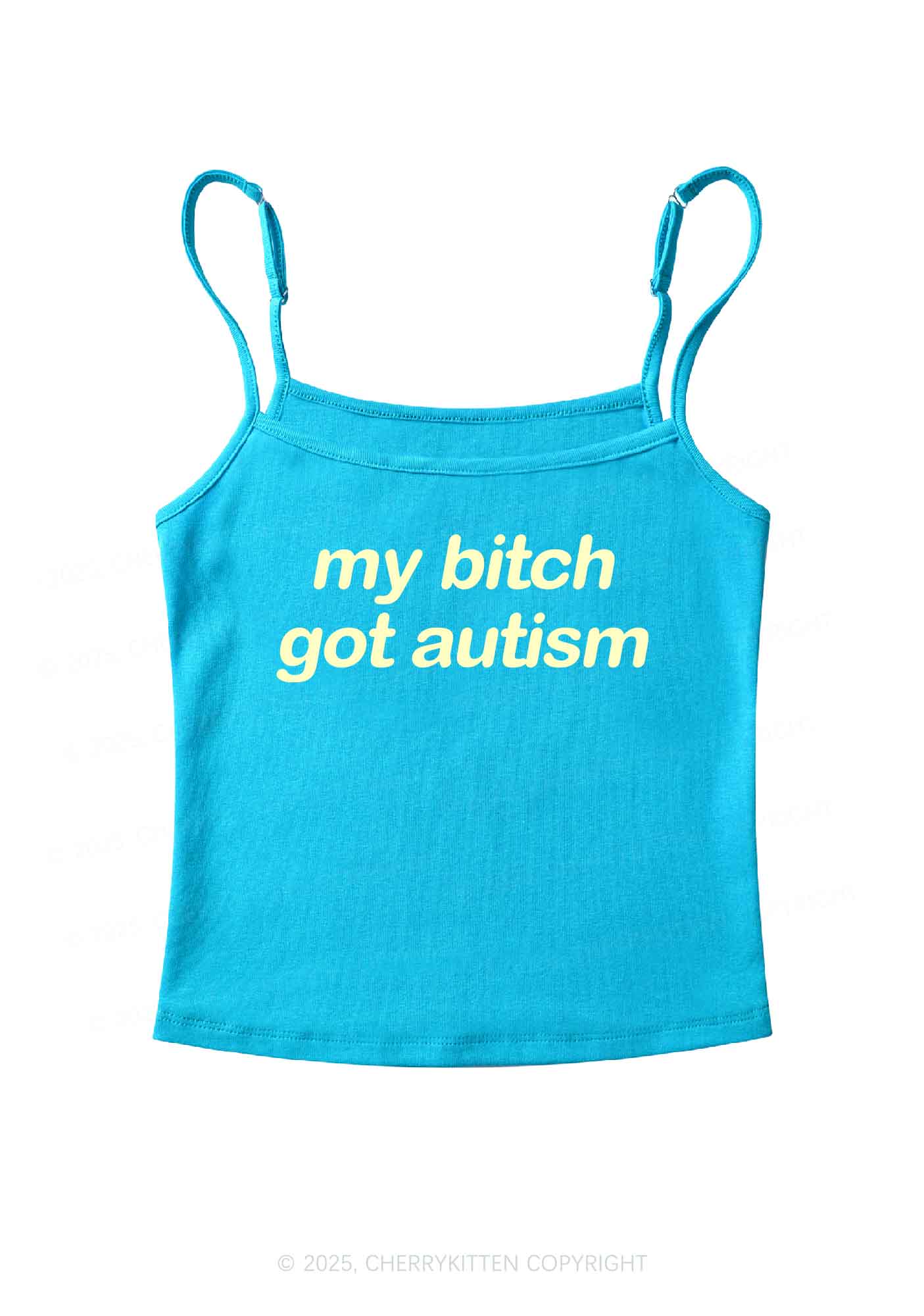 My Bxxch Got Autism Y2K Spaghetti Strap Cami Cherrykitten - Image 4