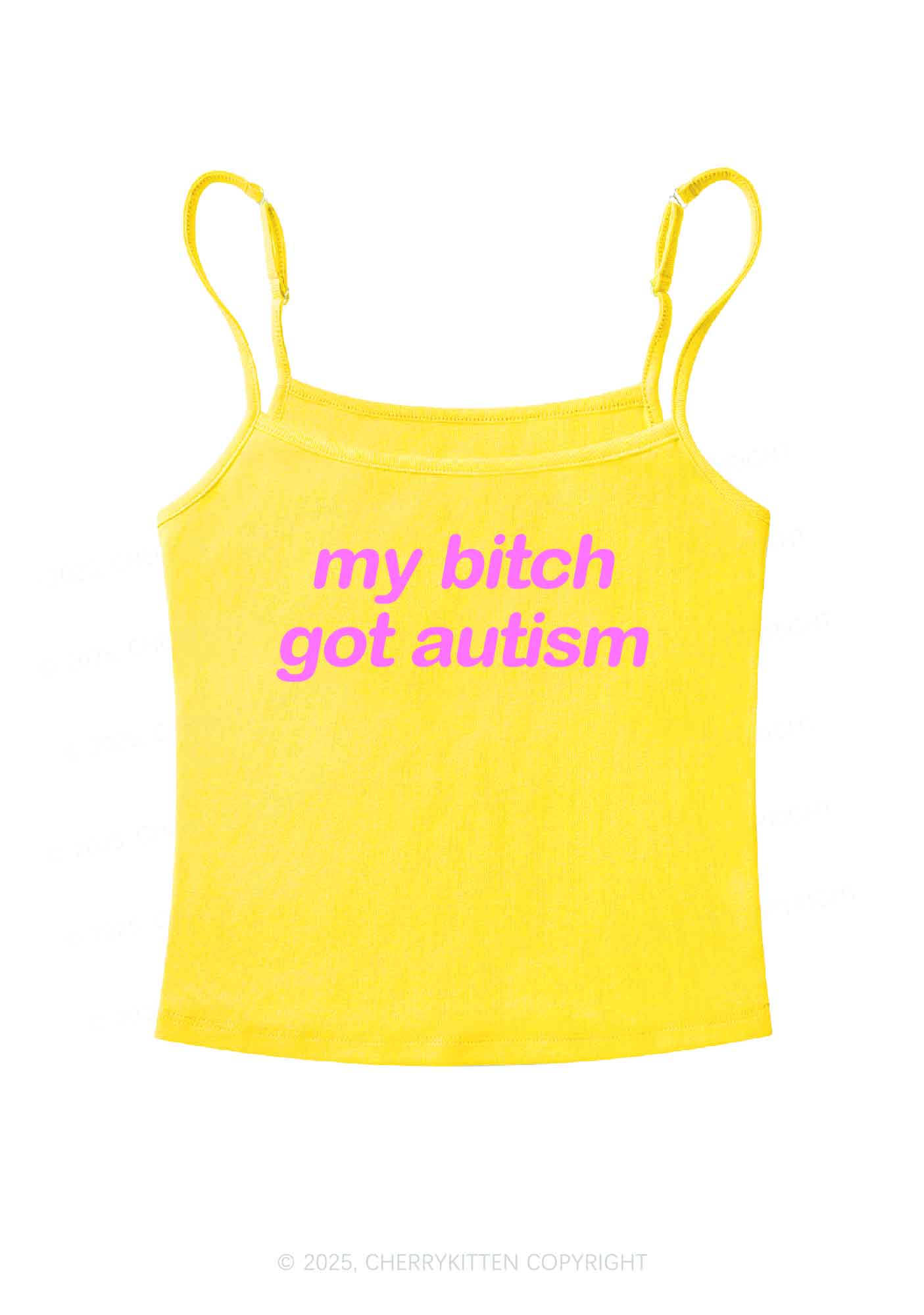 My Bxxch Got Autism Y2K Spaghetti Strap Cami Cherrykitten - Image 6