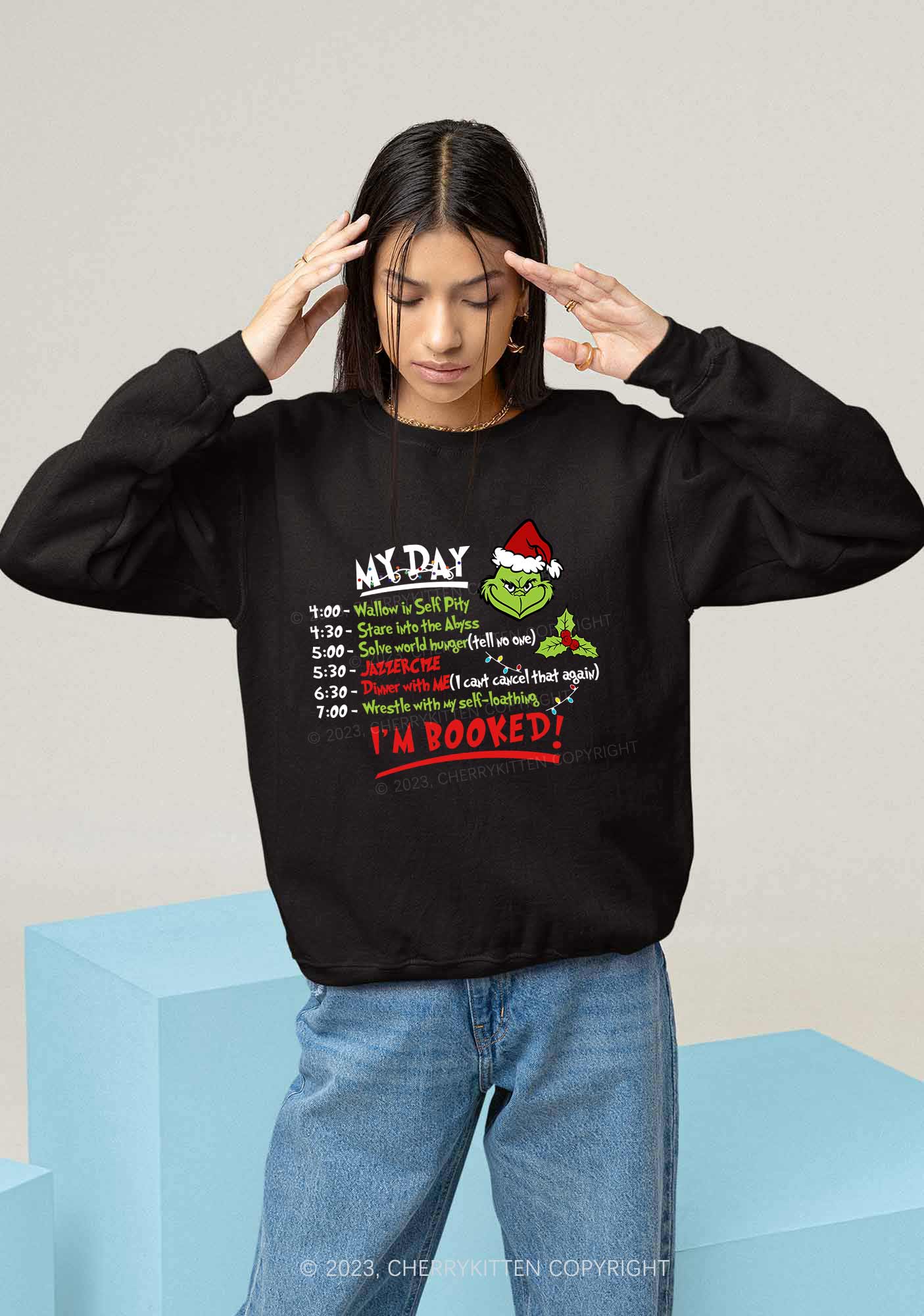 My Day I'm Booked Christmas Y2K Sweatshirt Cherrykitten - Image 2