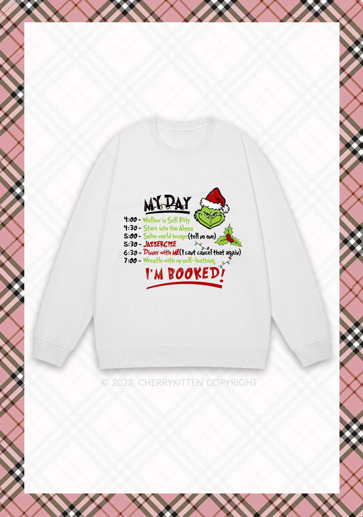 My Day I'm Booked Christmas Y2K Sweatshirt Cherrykitten - Image 3