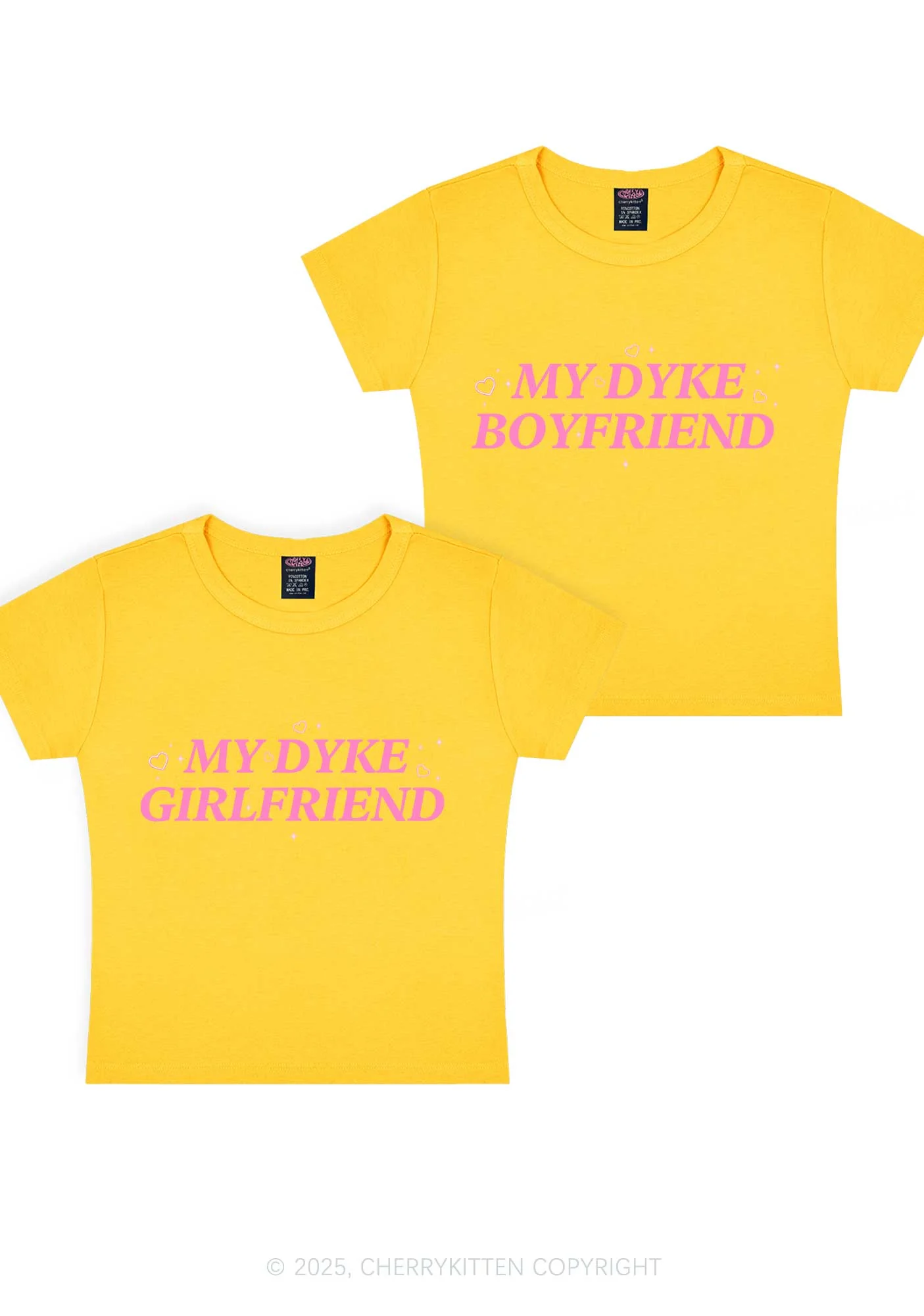 My Dyke BF GF Y2K Valentine's Day Baby Tee Cherrykitten - Image 10