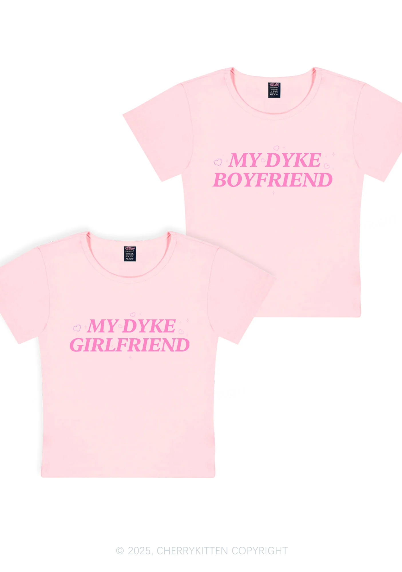 My Dyke BF GF Y2K Valentine's Day Baby Tee Cherrykitten - Image 12