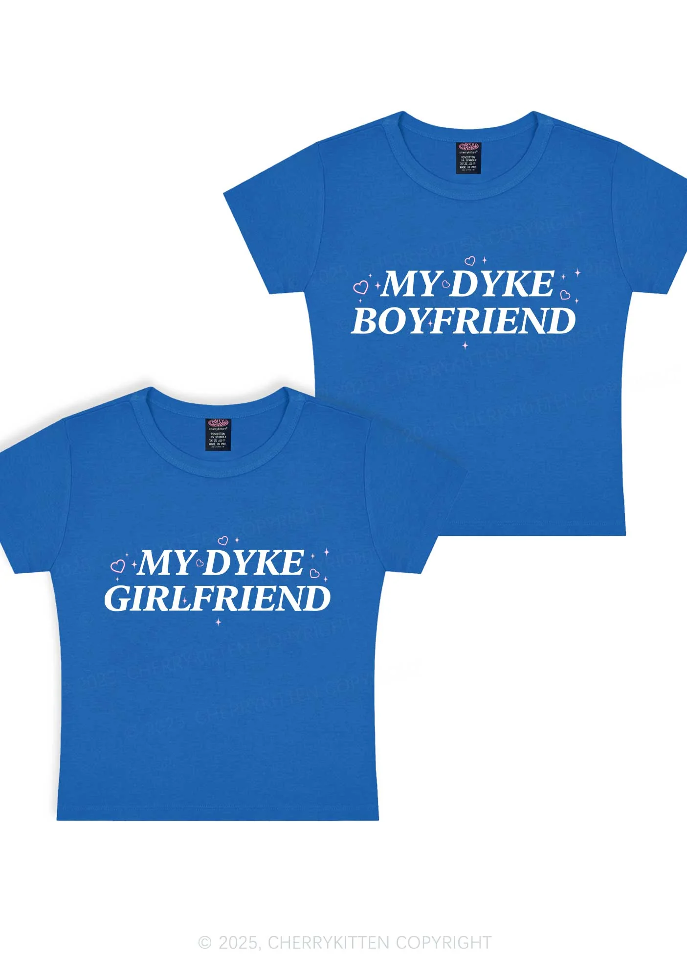 My Dyke BF GF Y2K Valentine's Day Baby Tee Cherrykitten - Image 7