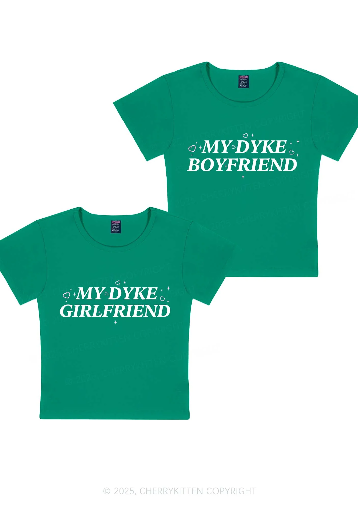 My Dyke BF GF Y2K Valentine's Day Baby Tee Cherrykitten - Image 9